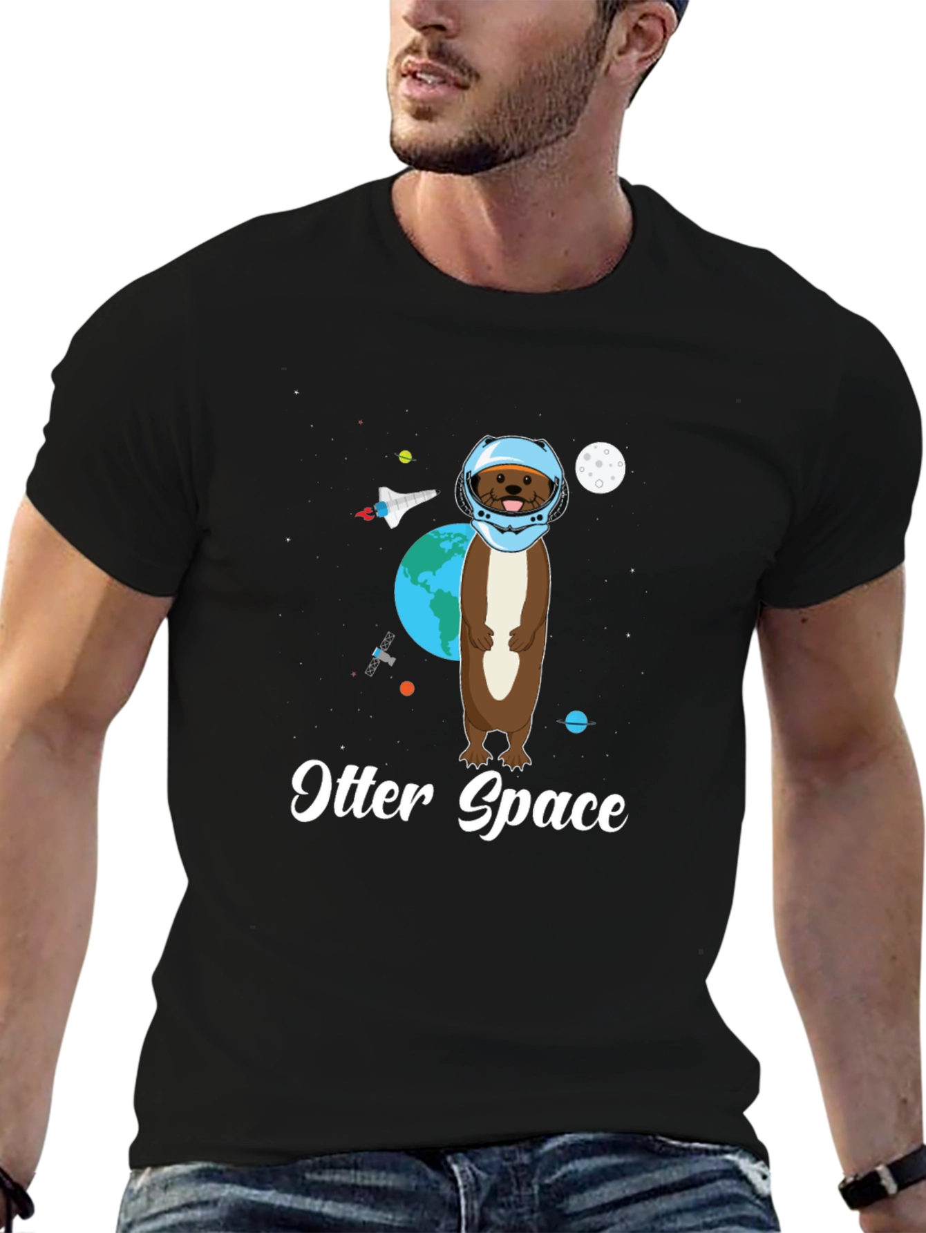 Otter Space Graphic Tee - Funny Astronaut Design