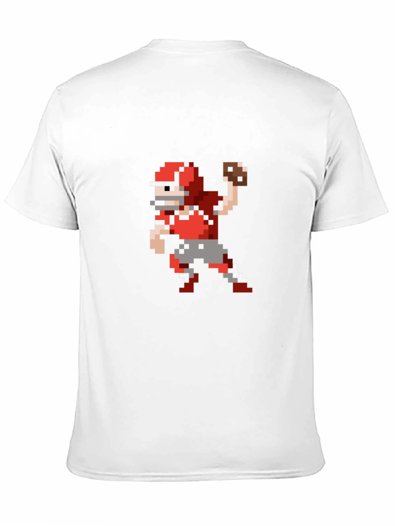 Pixel Football Player Throwing Black T-Shirt