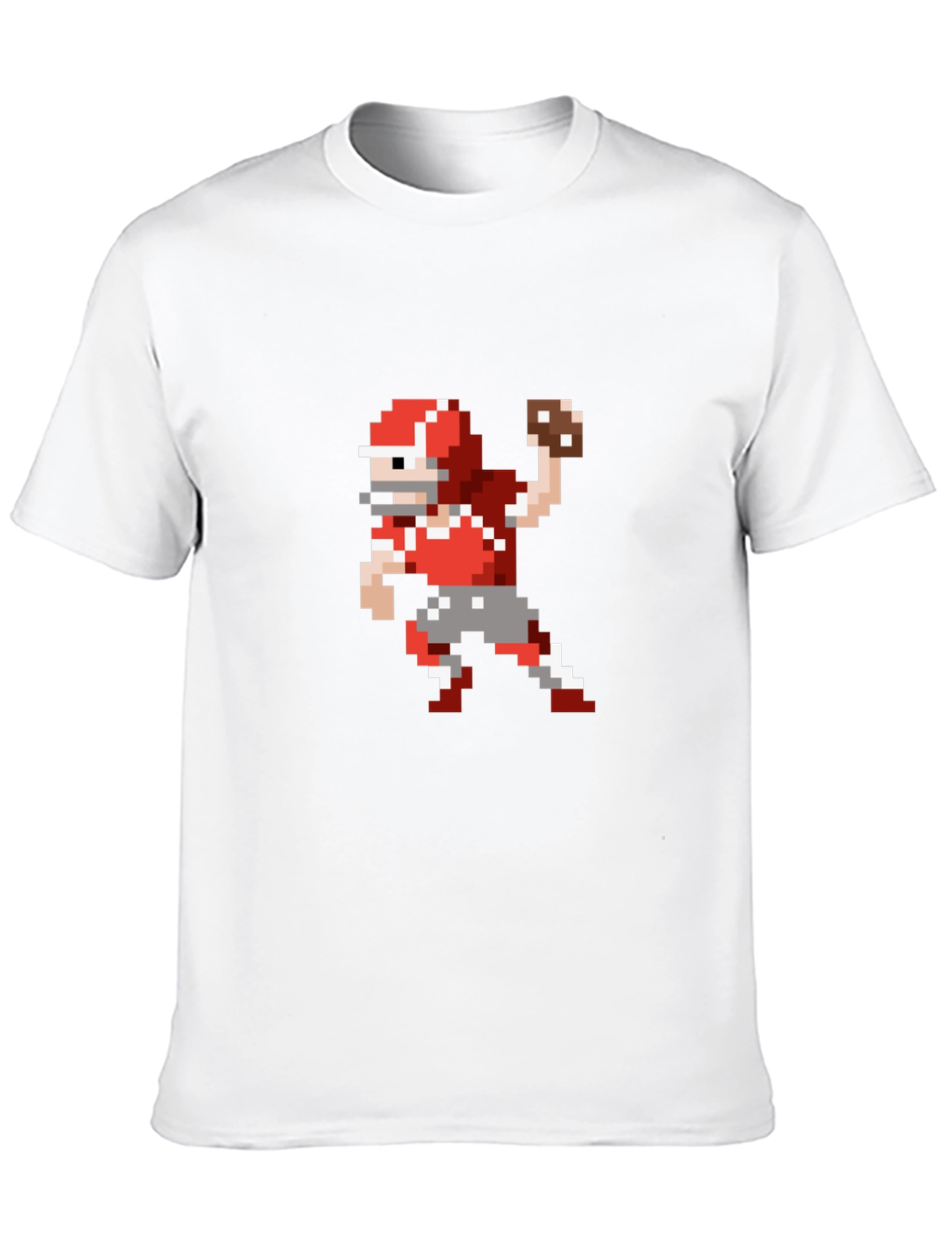 Pixel Football Player Throwing Black T-Shirt