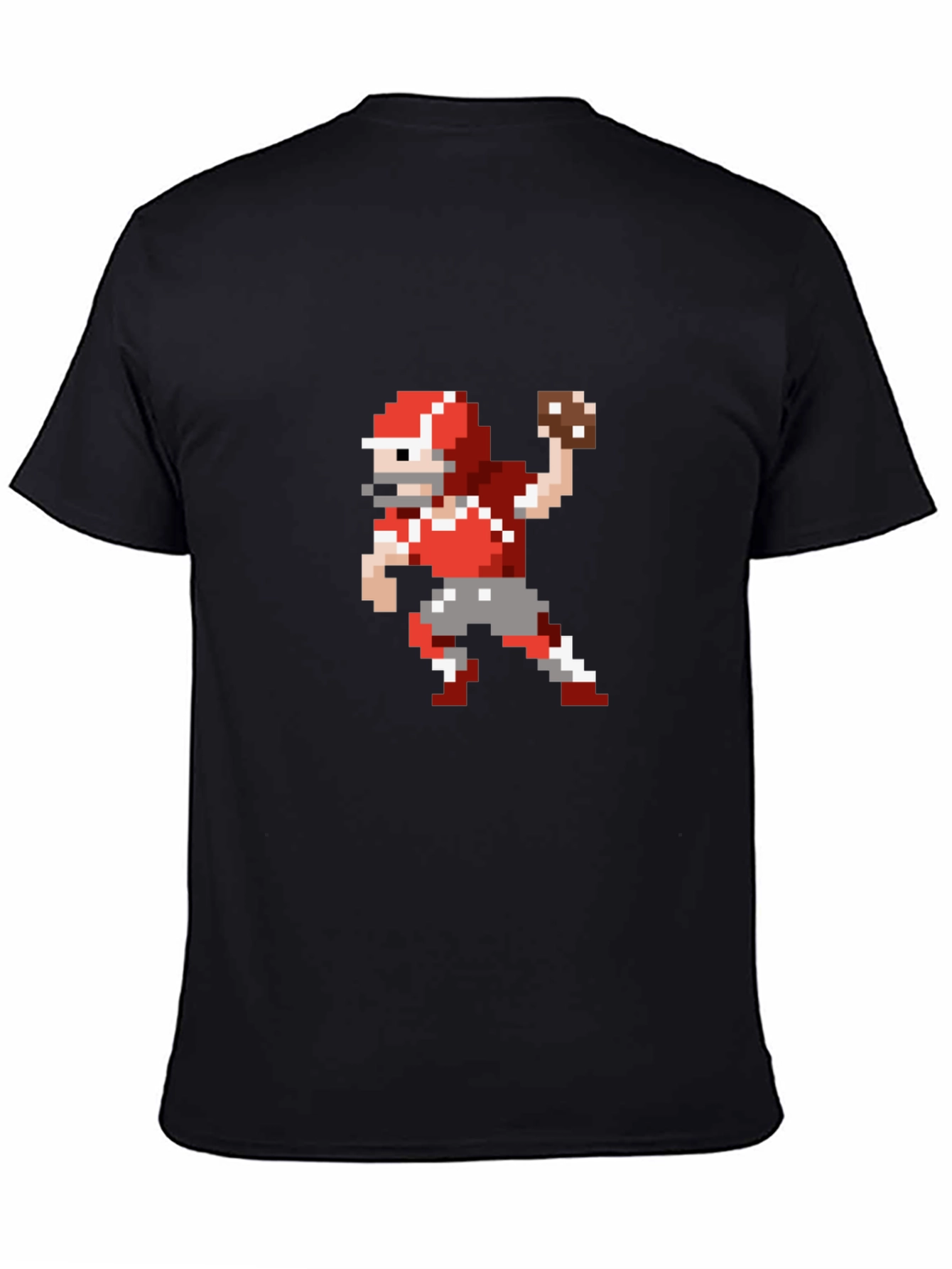 Pixel Football Player Throwing Black T-Shirt
