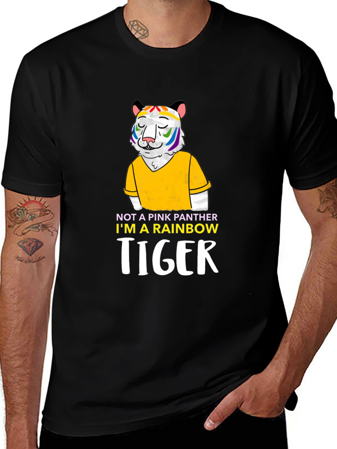 Rainbow Tiger Graphic Tee - Prideful & Fun!