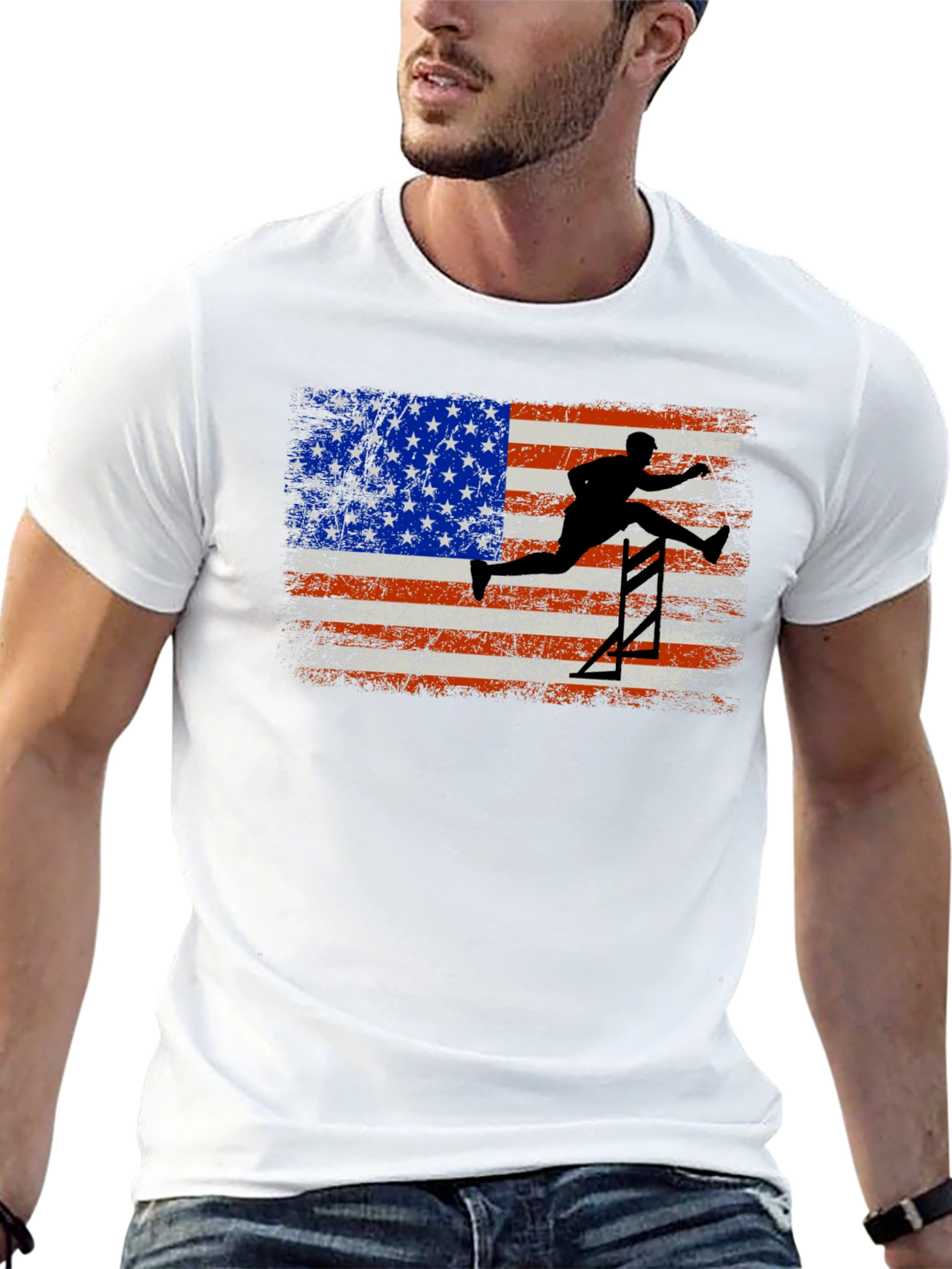USA Flag Hurdler Graphic Tee