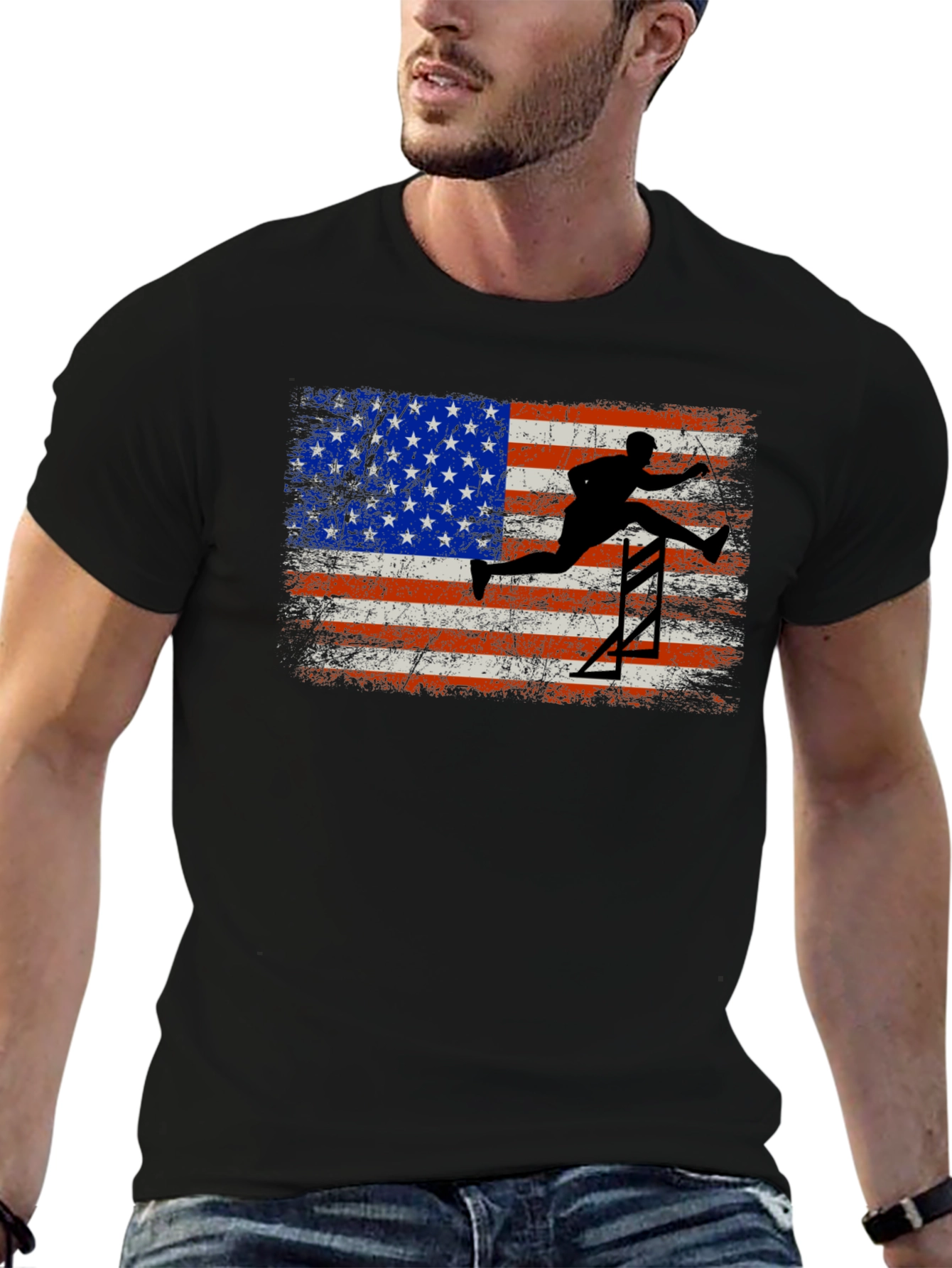 USA Flag Hurdler Graphic Tee