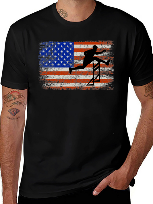 USA Flag Hurdler Graphic Tee