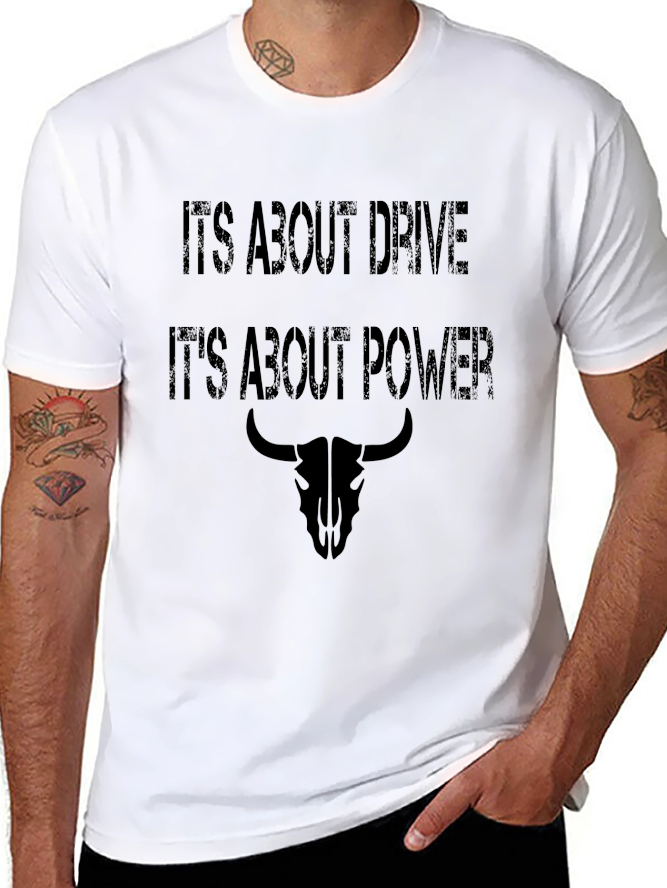 Drive and Power Bull Skull Graphic Tee