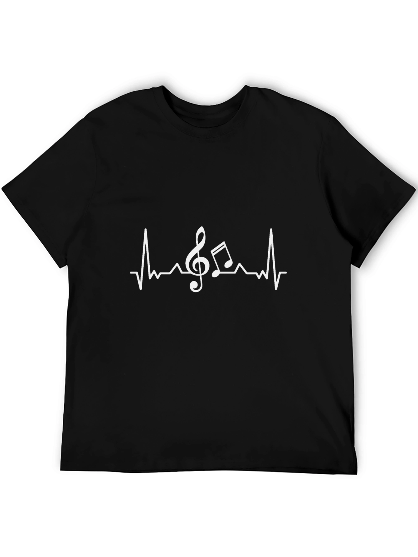 Music Heartbeat Graphic Tee - Black Cotton T-Shirt