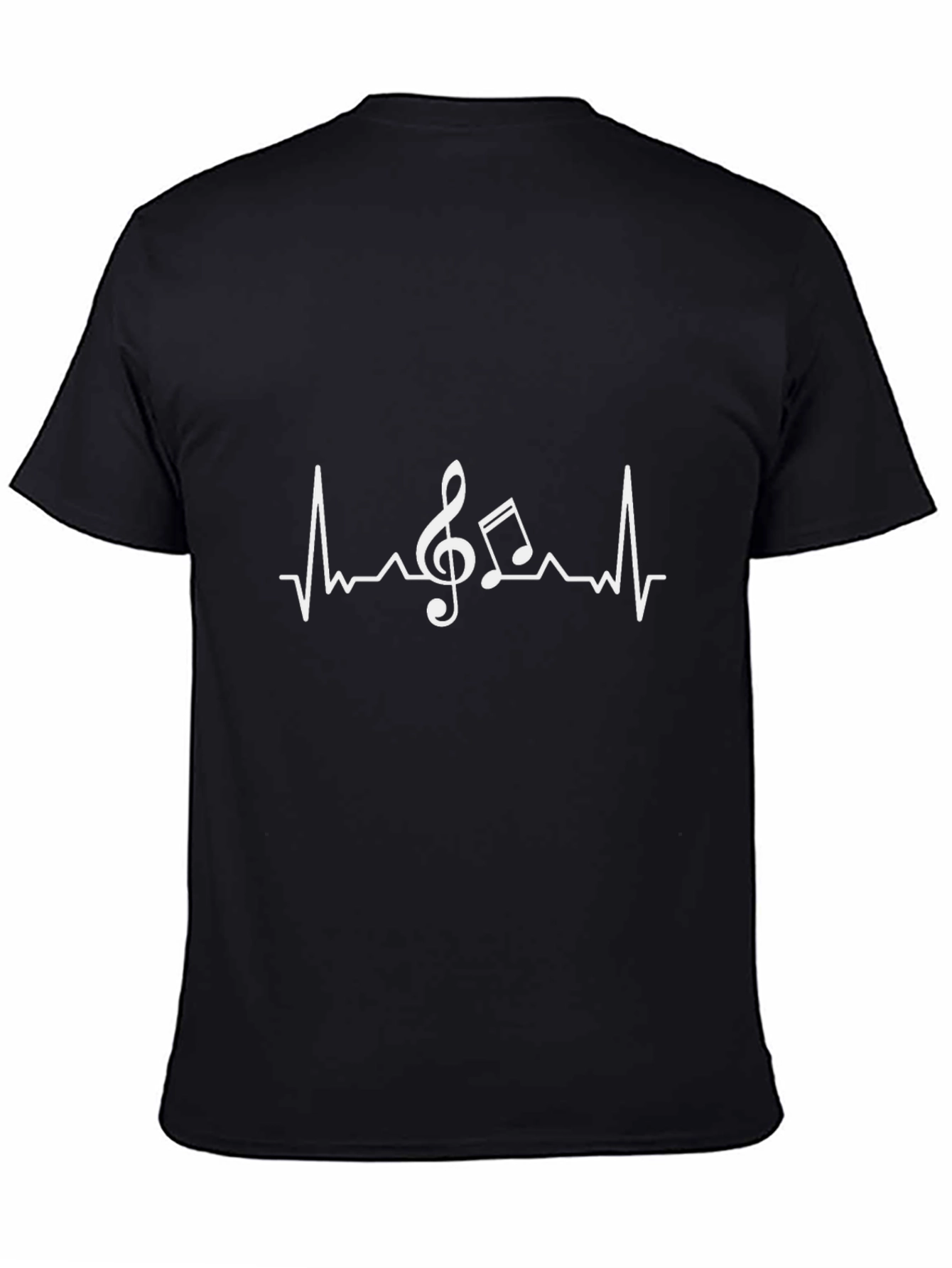 Music Heartbeat Graphic Tee - Black Cotton T-Shirt