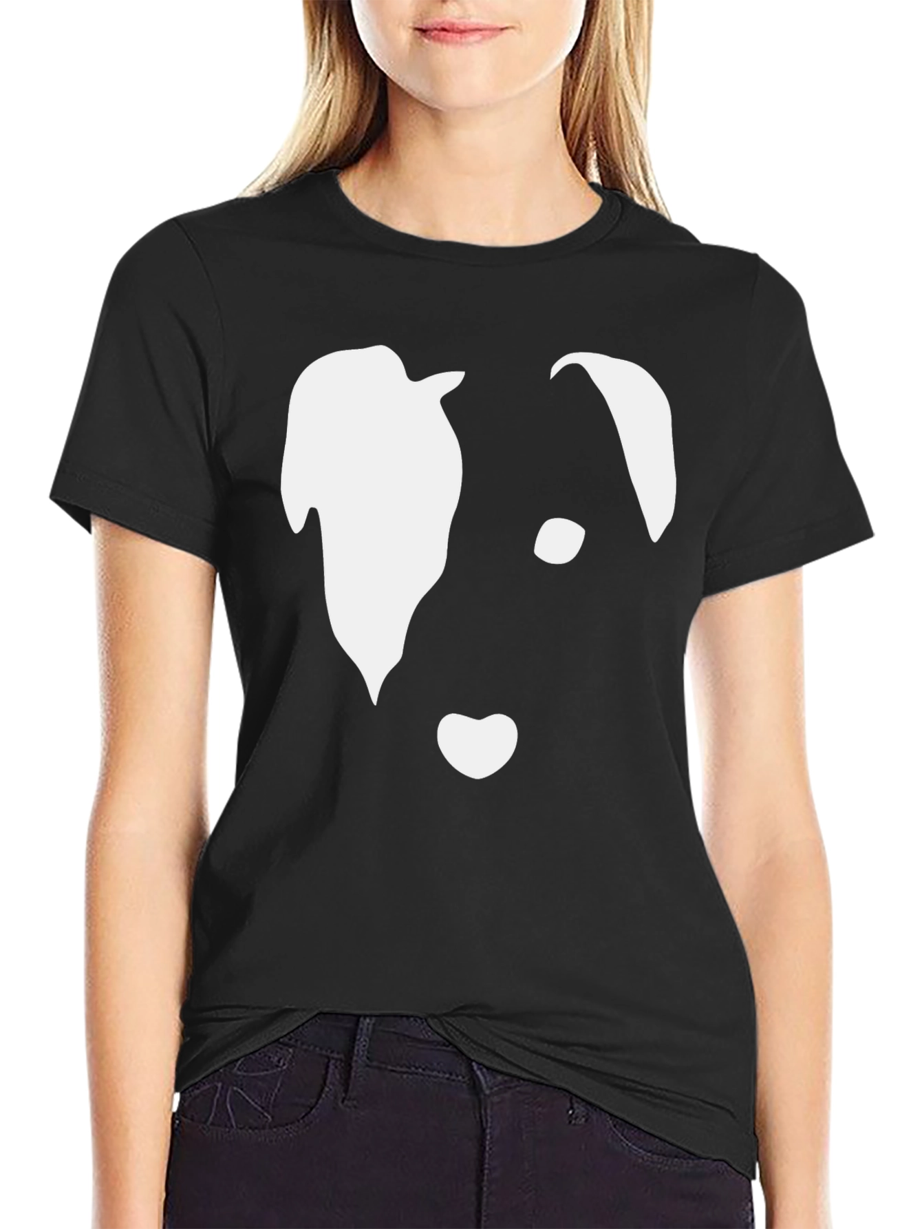 Abstract Dog Face Graphic Tee - Black