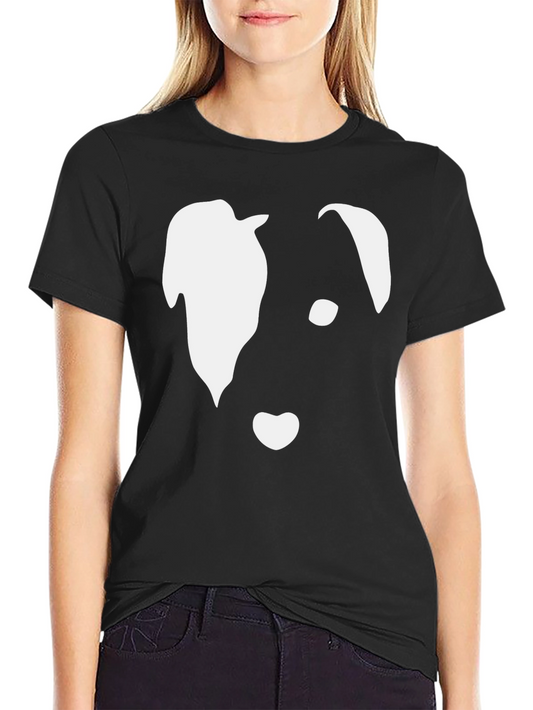 Abstract Dog Face Graphic Tee - Black