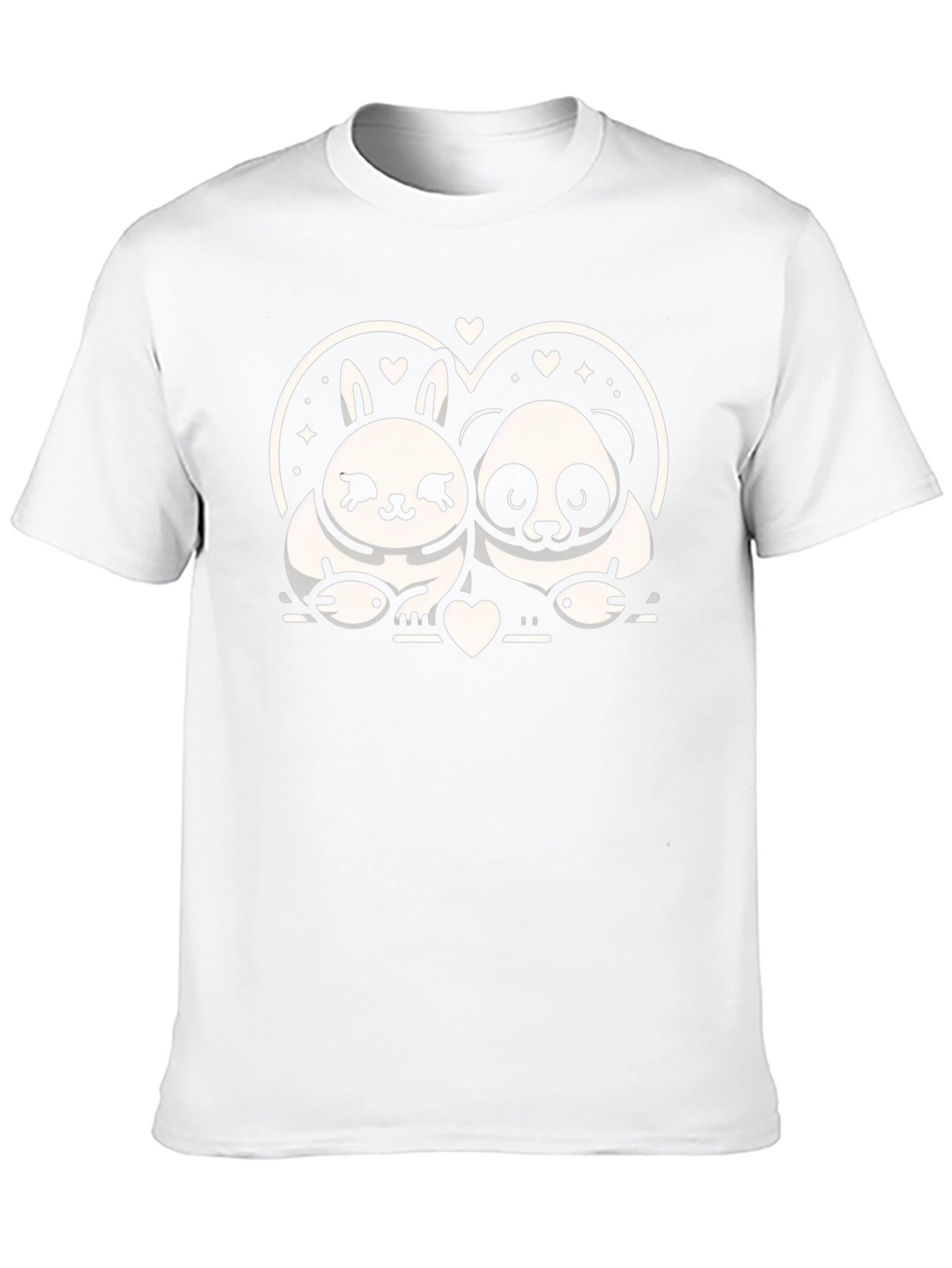 Cute Panda & Bunny Love Graphic T-Shirt