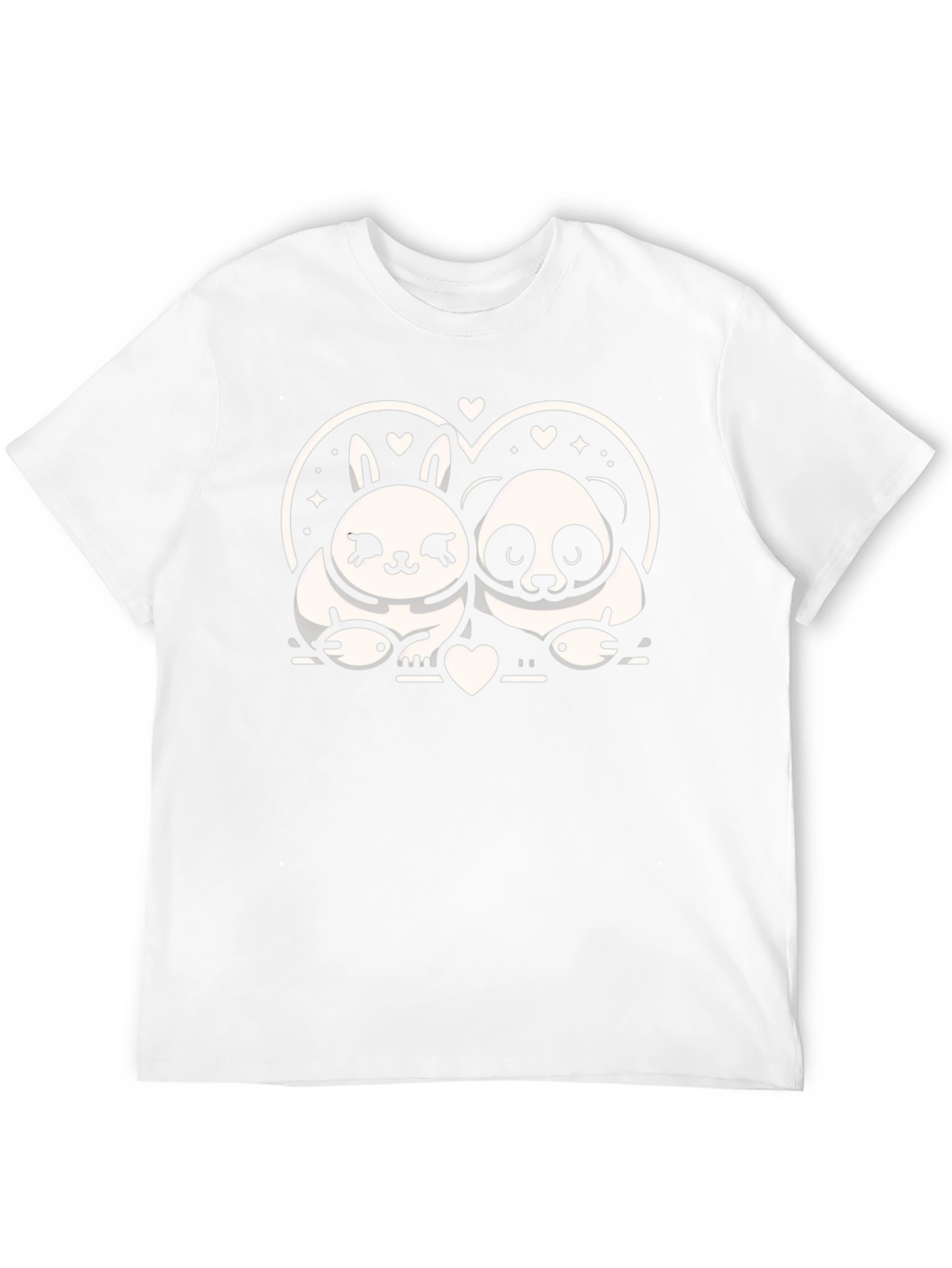 Cute Panda & Bunny Love Graphic T-Shirt