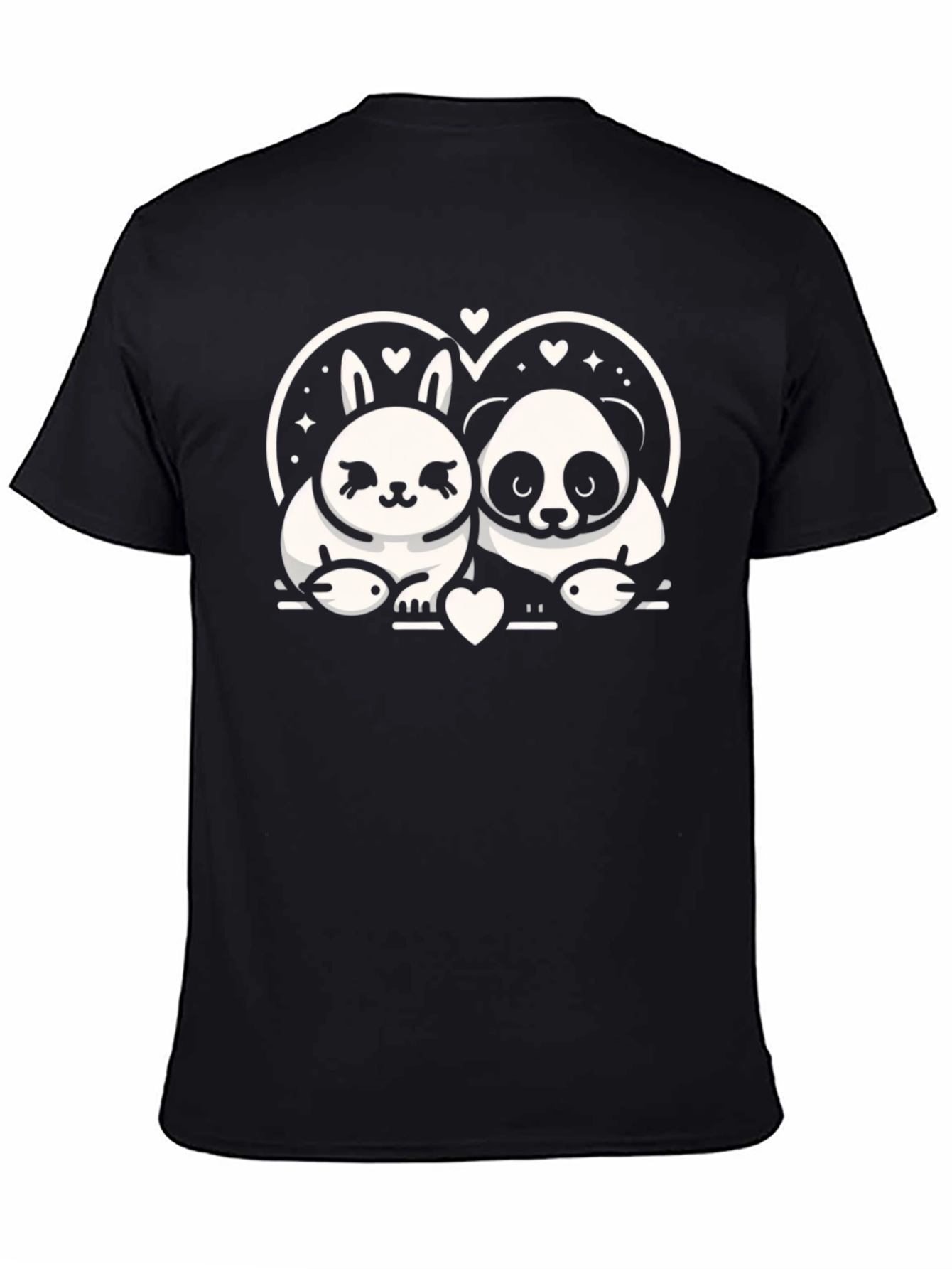 Cute Panda & Bunny Love Graphic T-Shirt