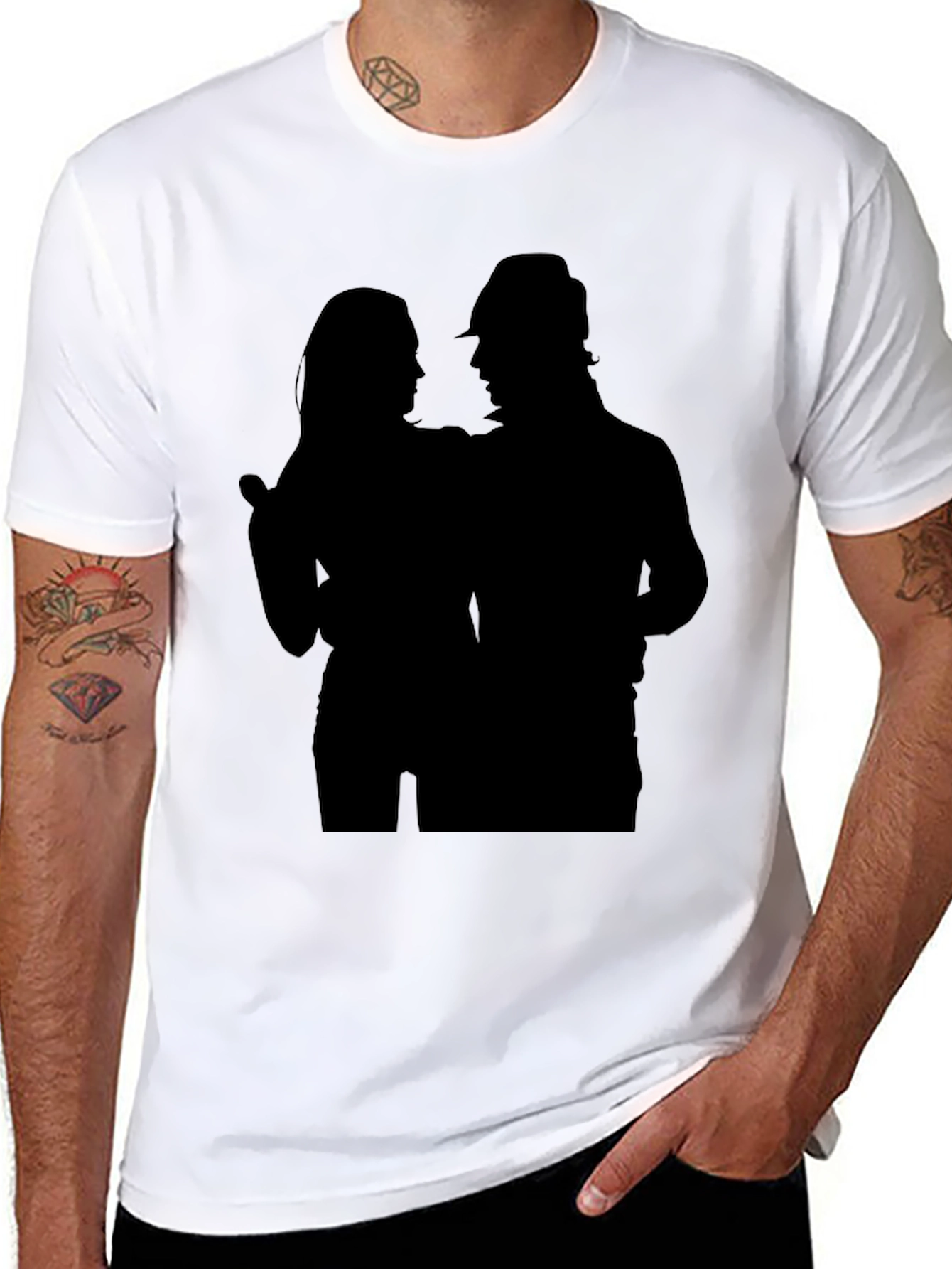 Silhouette Couple Black Graphic Tee