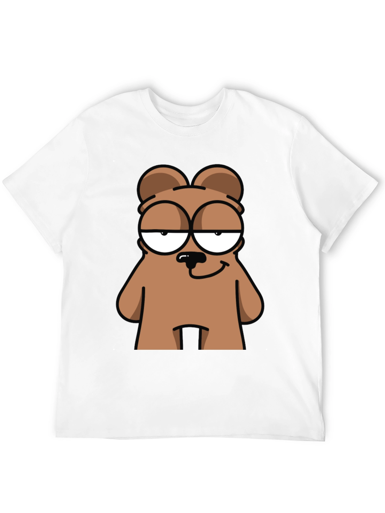 Cool Bear Cartoon Graphic Print Black T-Shirt