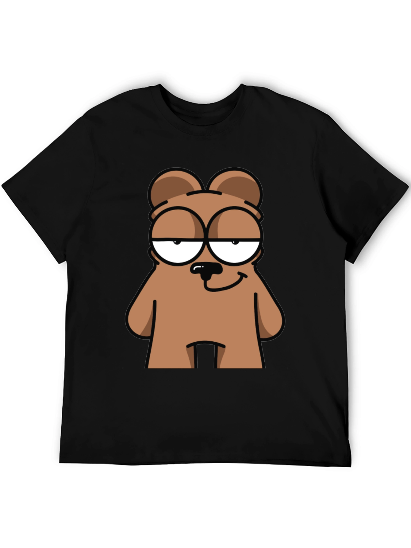 Cool Bear Cartoon Graphic Print Black T-Shirt