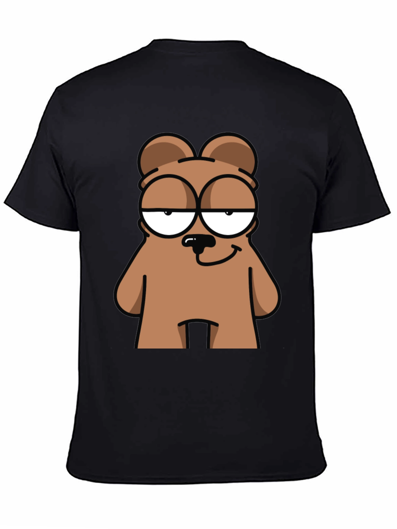 Cool Bear Cartoon Graphic Print Black T-Shirt