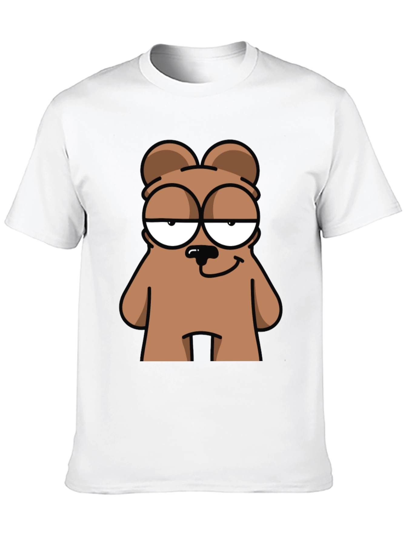 Cool Bear Cartoon Graphic Print Black T-Shirt