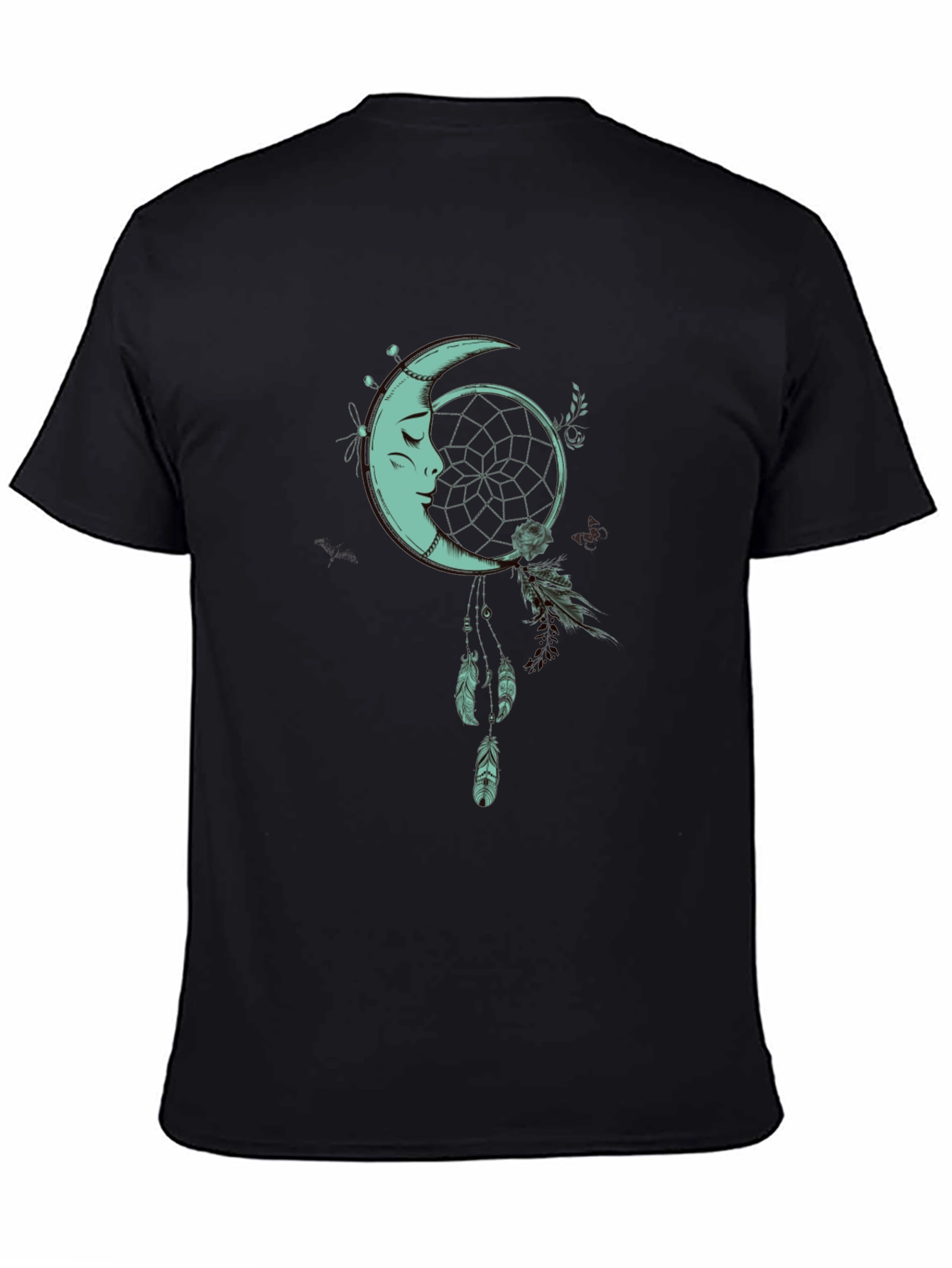 Moon Dreamcatcher Graphic Tee - Black Cotton Shirt