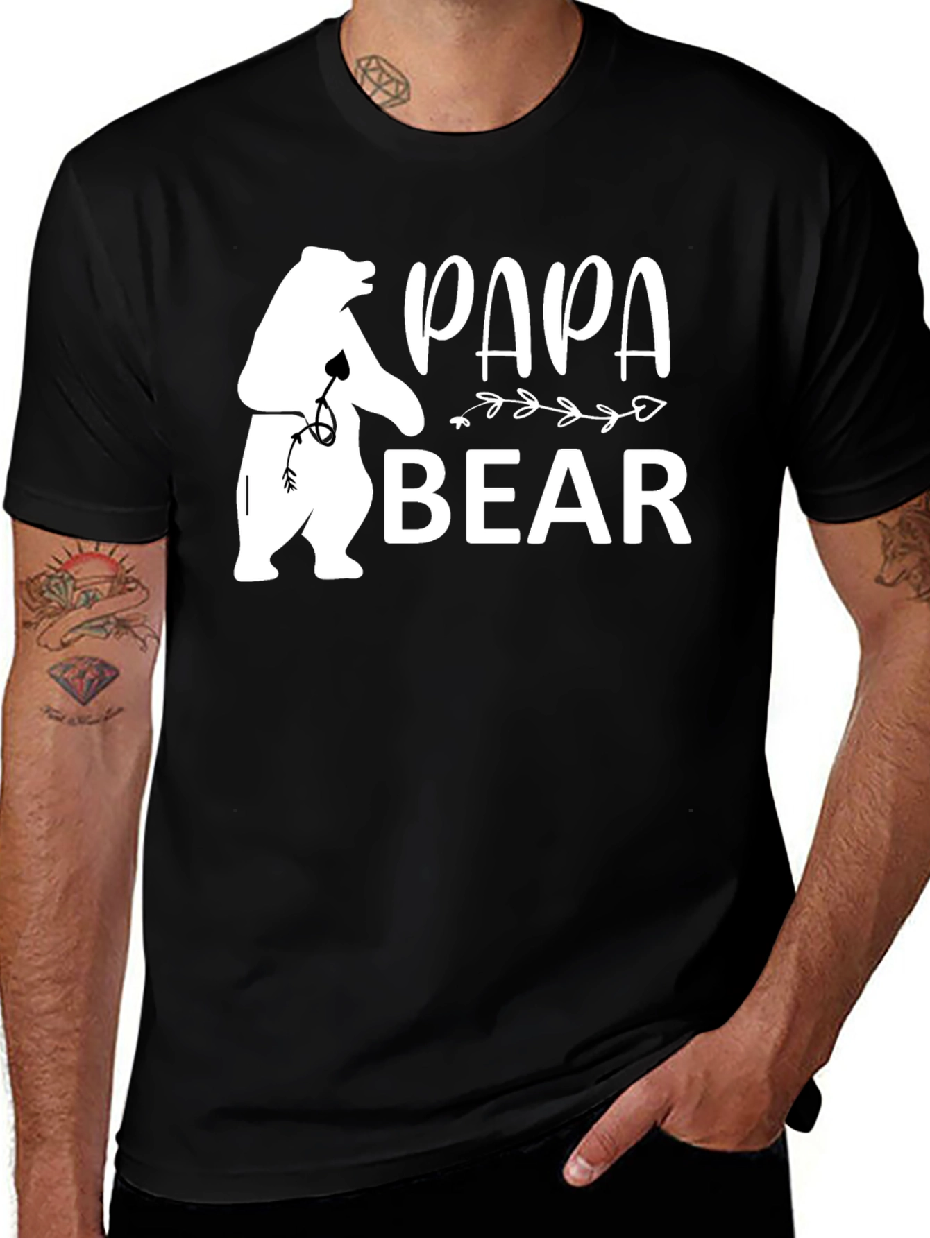 Papa Bear Graphic Tee - Black Short Sleeve