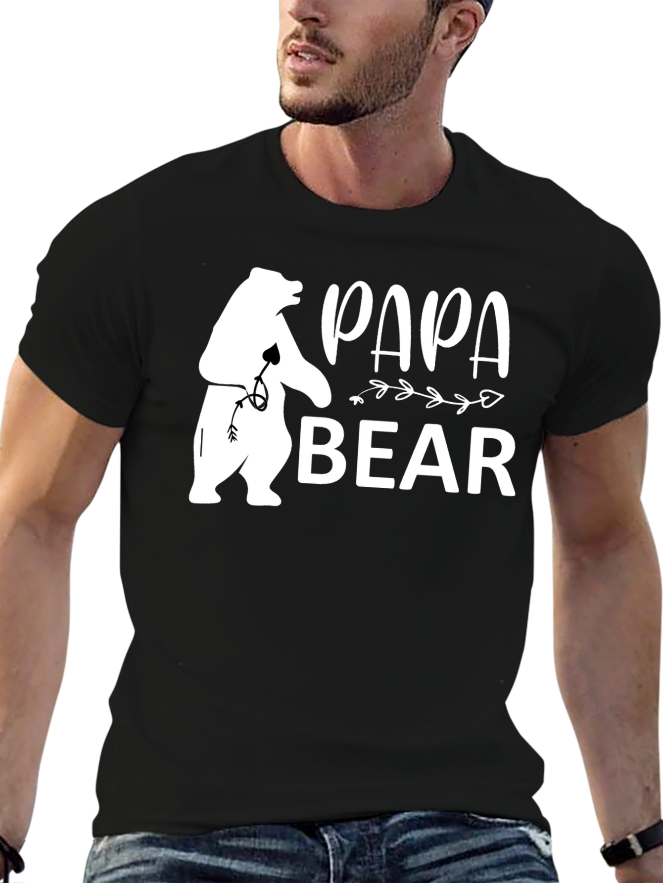Papa Bear Graphic Tee - Black Short Sleeve