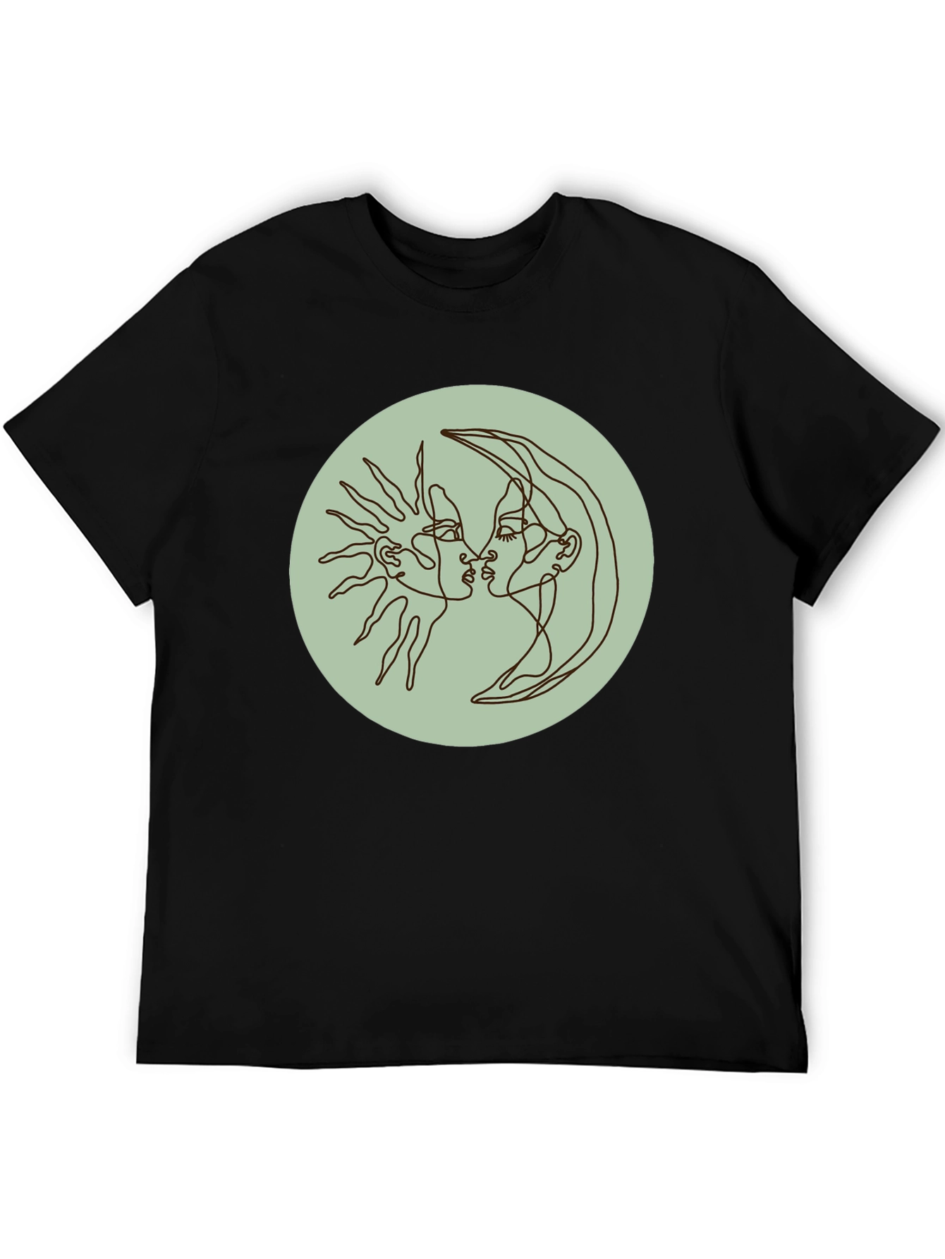Sun and Moon Kiss T-Shirt - Celestial Line Art