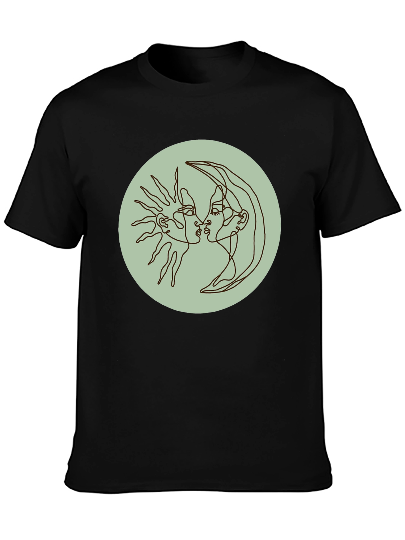Sun and Moon Kiss T-Shirt - Celestial Line Art