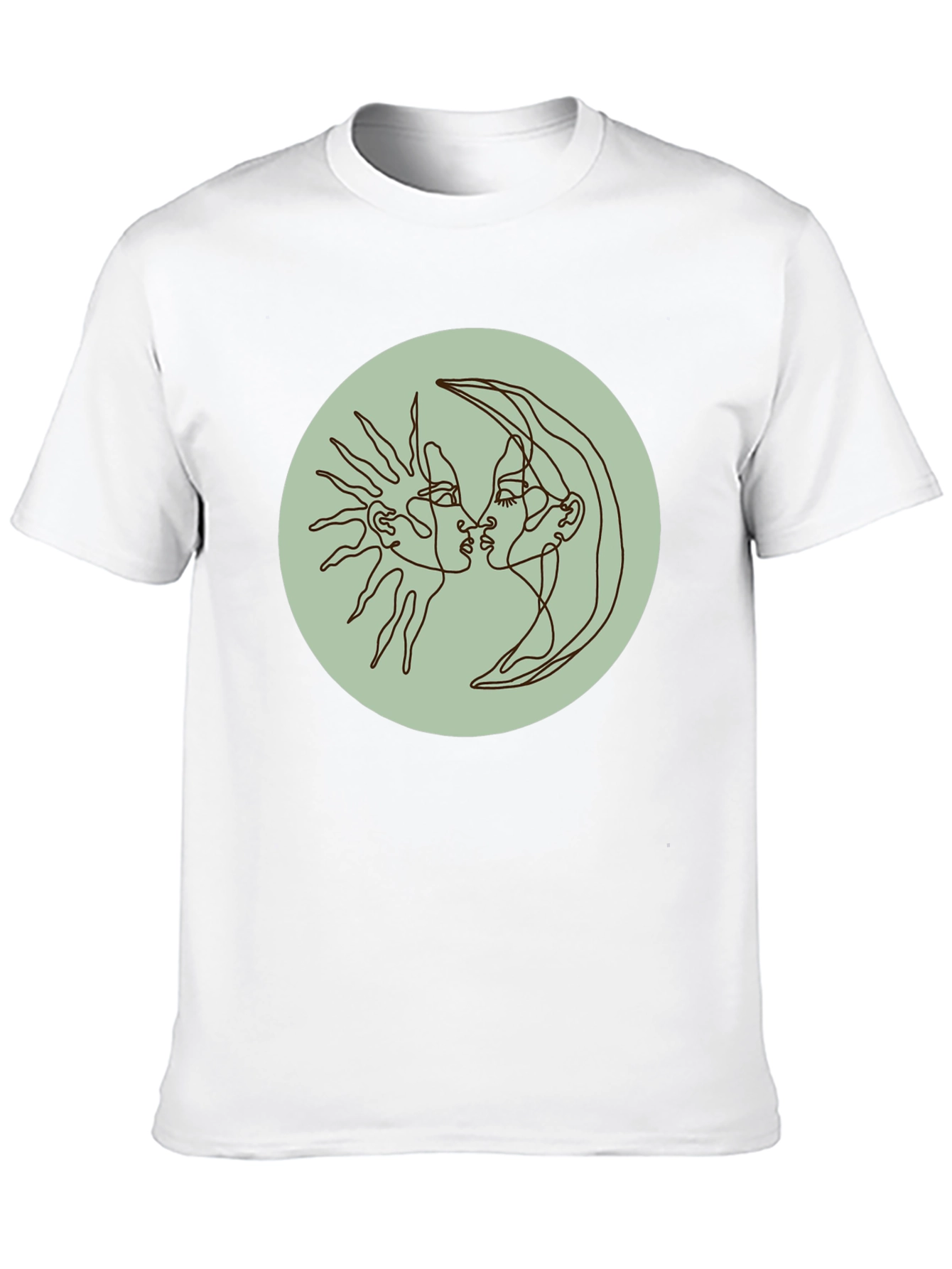 Sun and Moon Kiss T-Shirt - Celestial Line Art