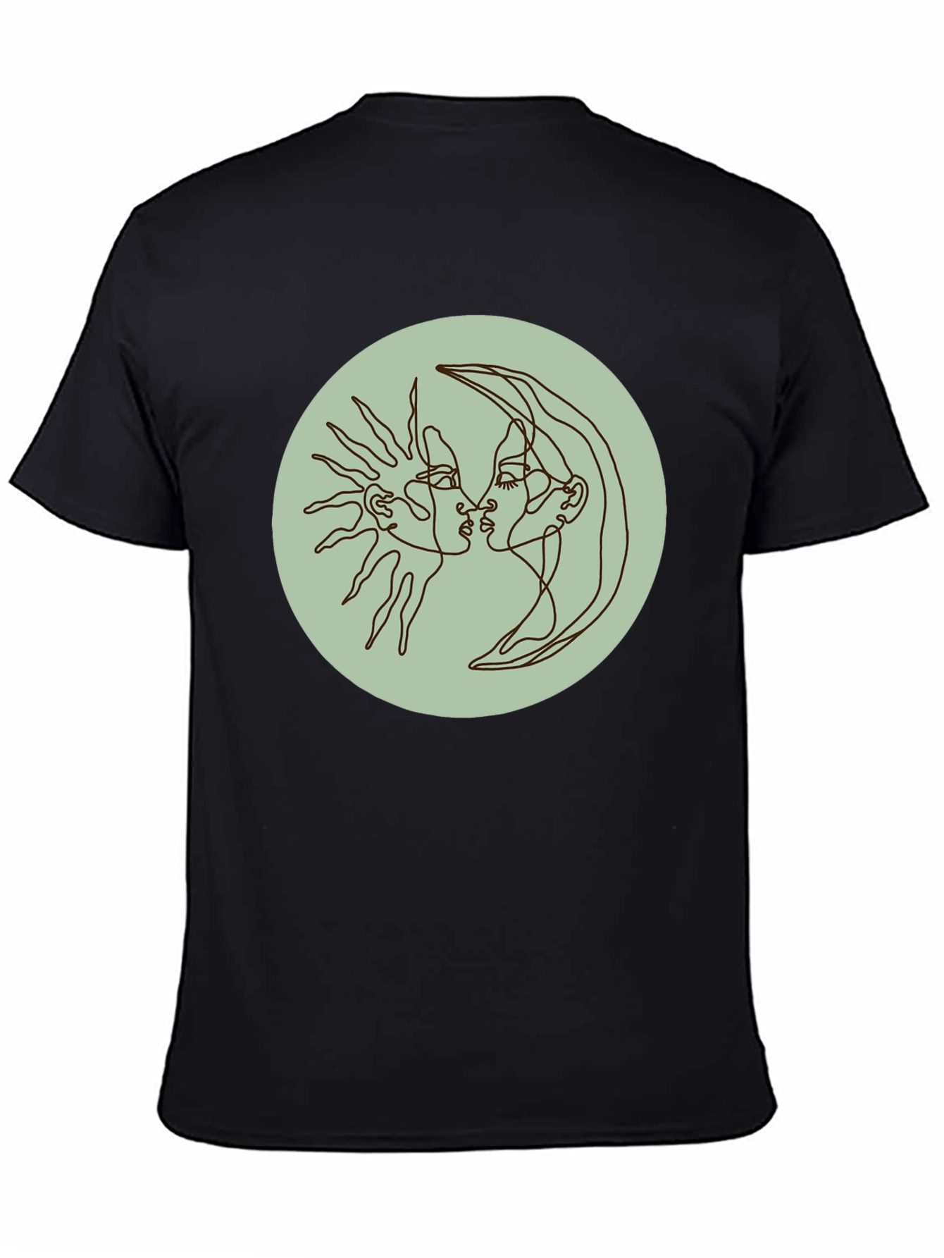 Sun and Moon Kiss T-Shirt - Celestial Line Art