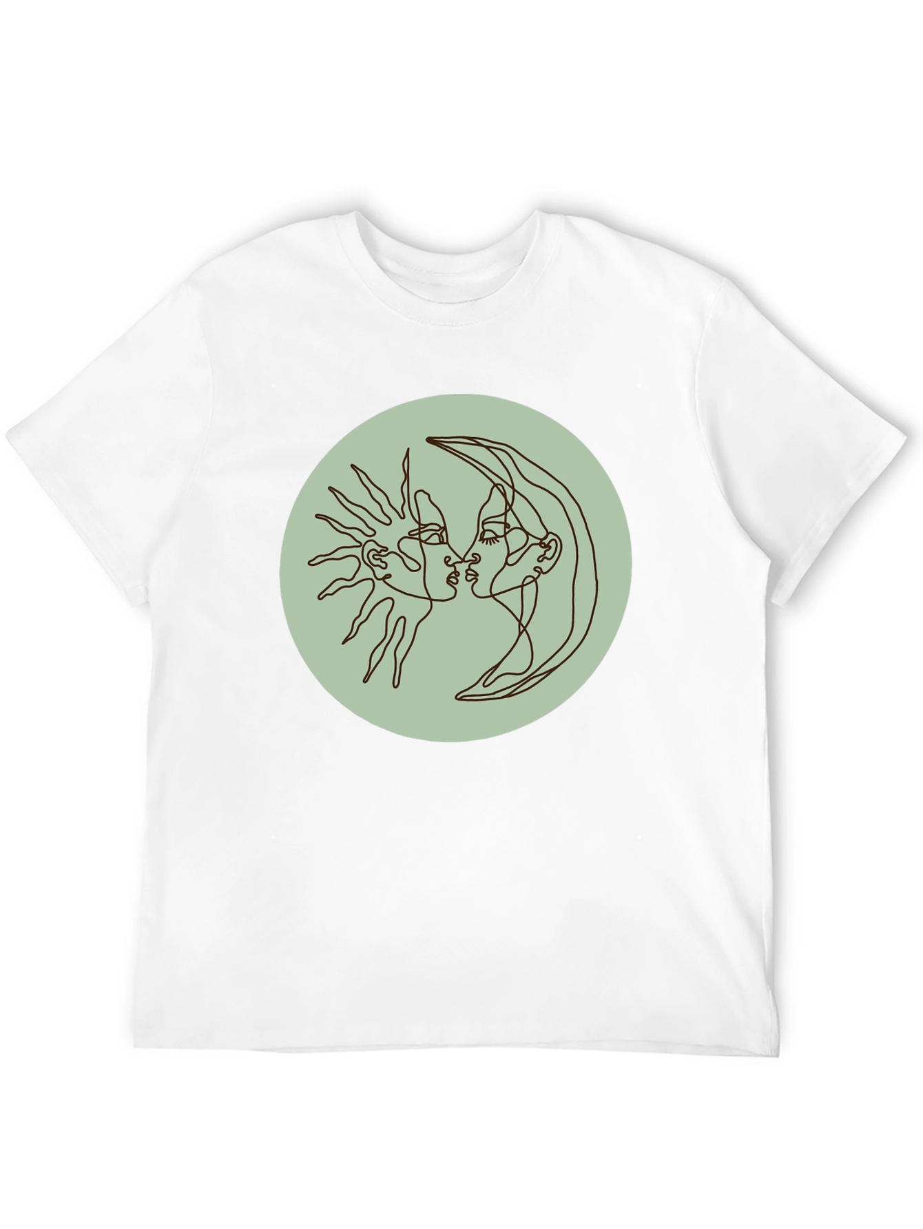 Sun and Moon Kiss T-Shirt - Celestial Line Art