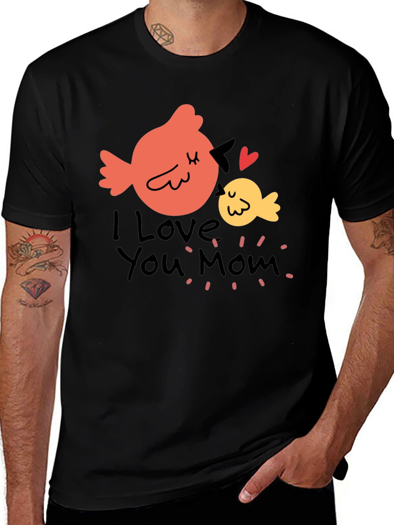 I Love You Mom Bird Graphic T-Shirt