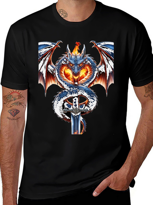 Dragon & Sword Graphic Tee - Fantasy Art Shirt