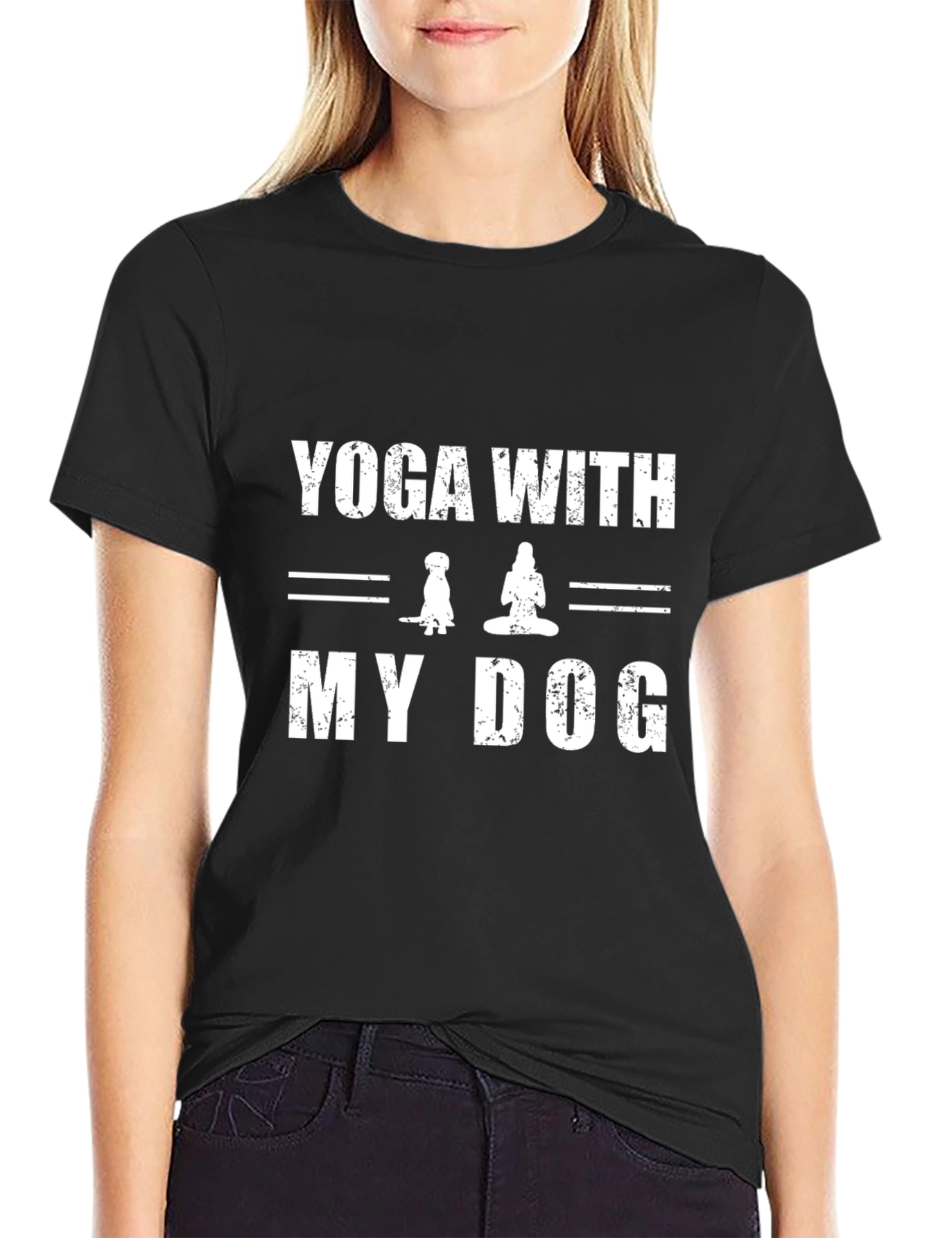 Yoga With My Dog T-Shirt - Black Cotton Tee