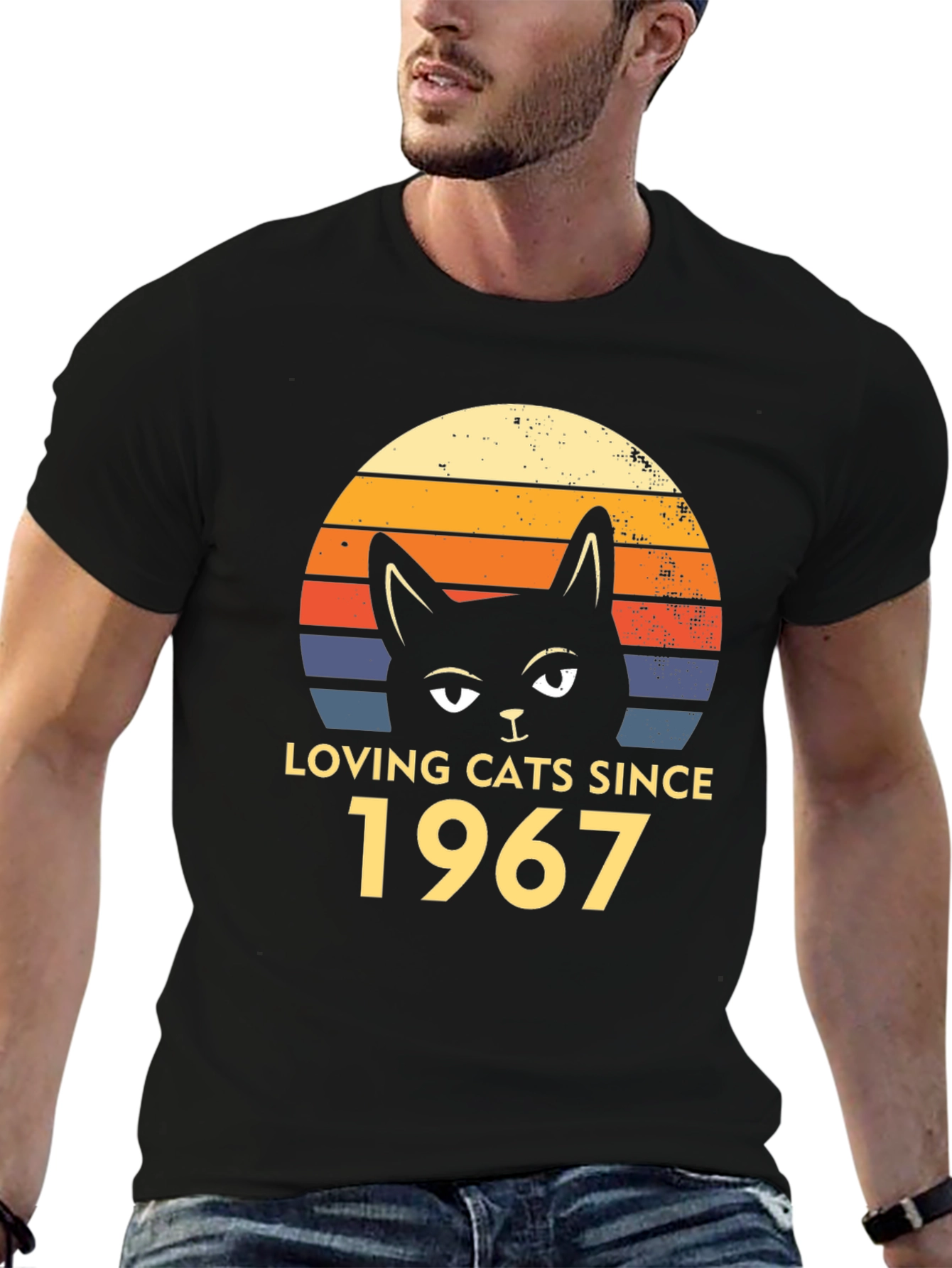 Loving Cats Since 1967 Black T-Shirt