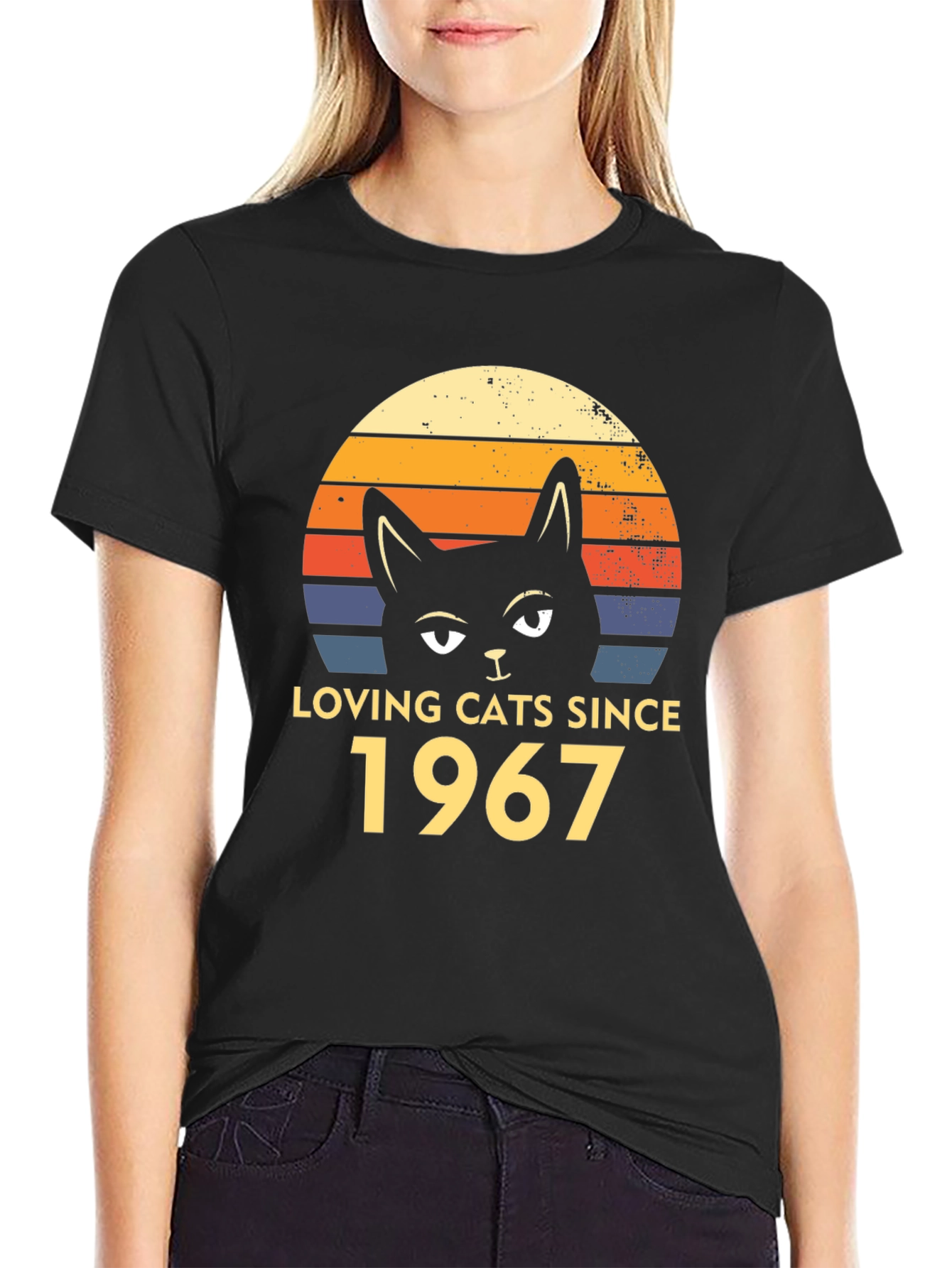 Loving Cats Since 1967 Black T-Shirt