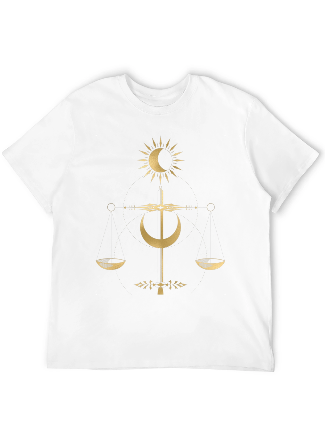 Mystical Balance T-Shirt - Celestial Gold Design