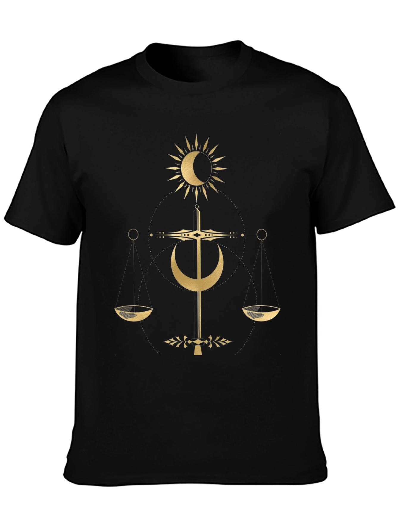 Mystical Balance T-Shirt - Celestial Gold Design