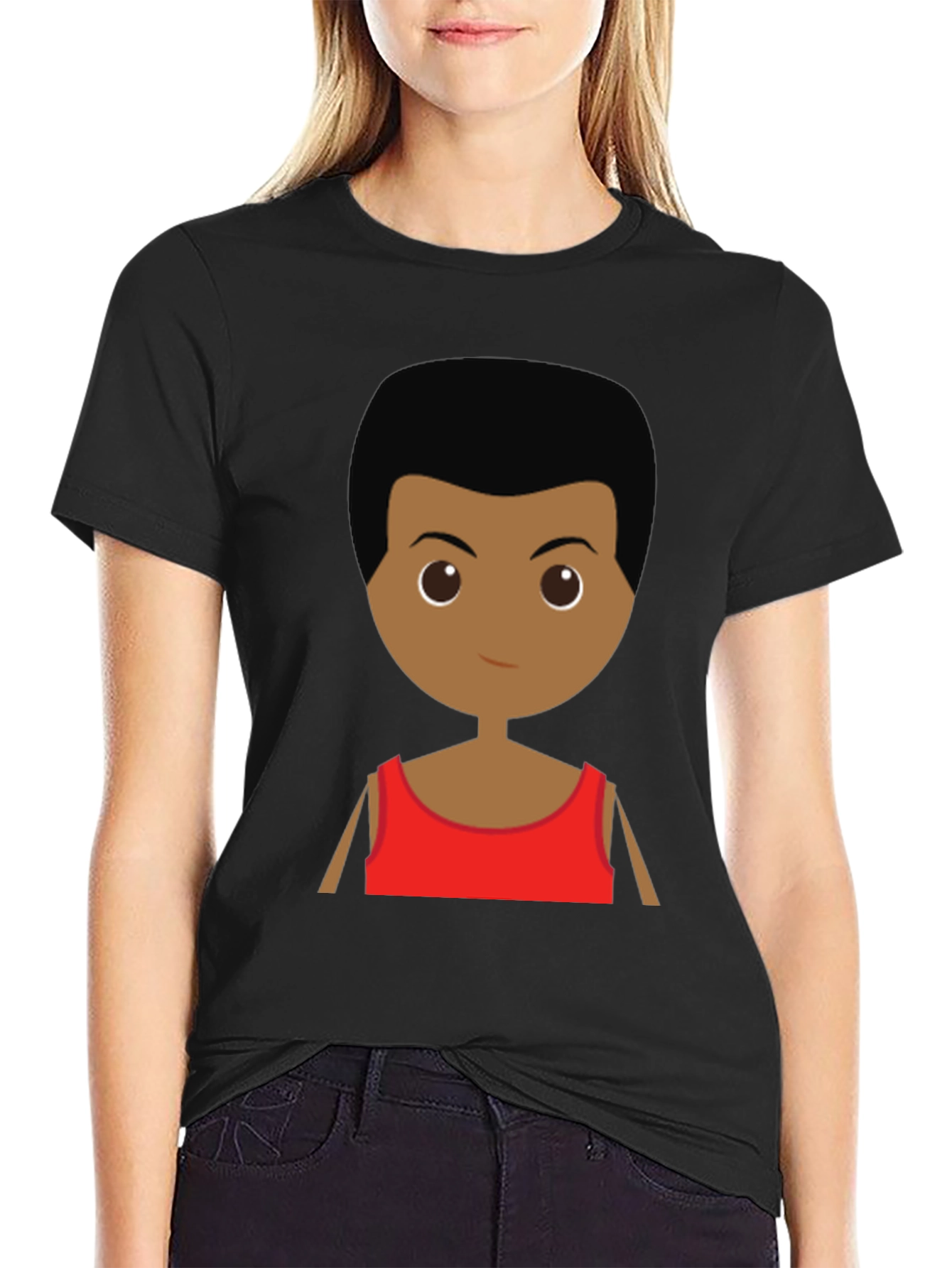 Cartoon Character Graphic Tee - Black