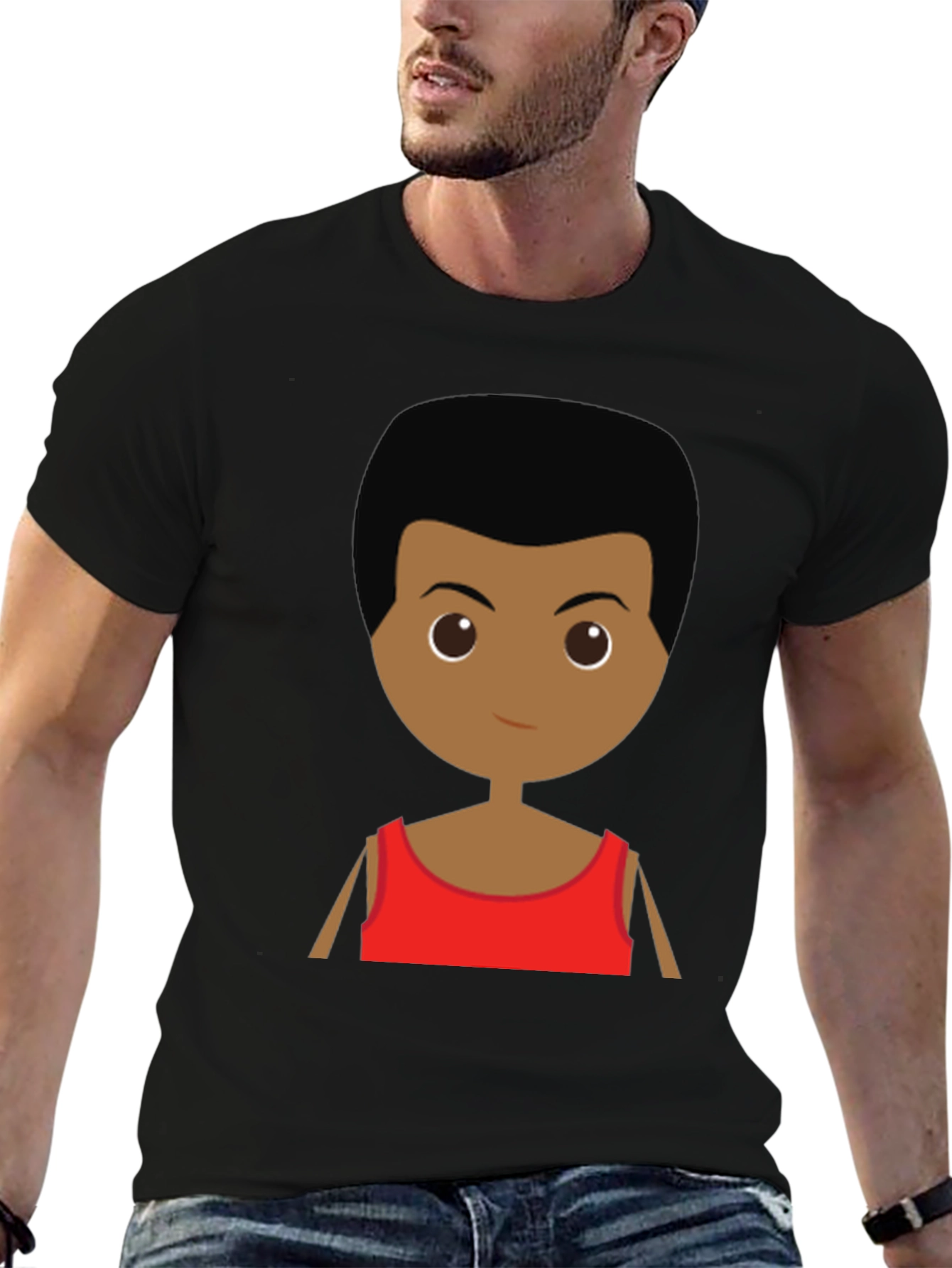 Cartoon Character Graphic Tee - Black