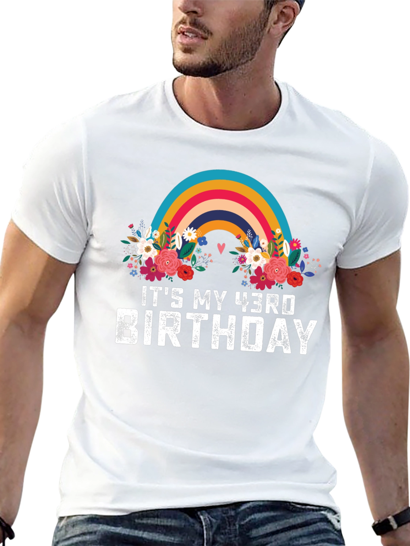 Its My 43rd Birthday Rainbow Floral T-Shirt