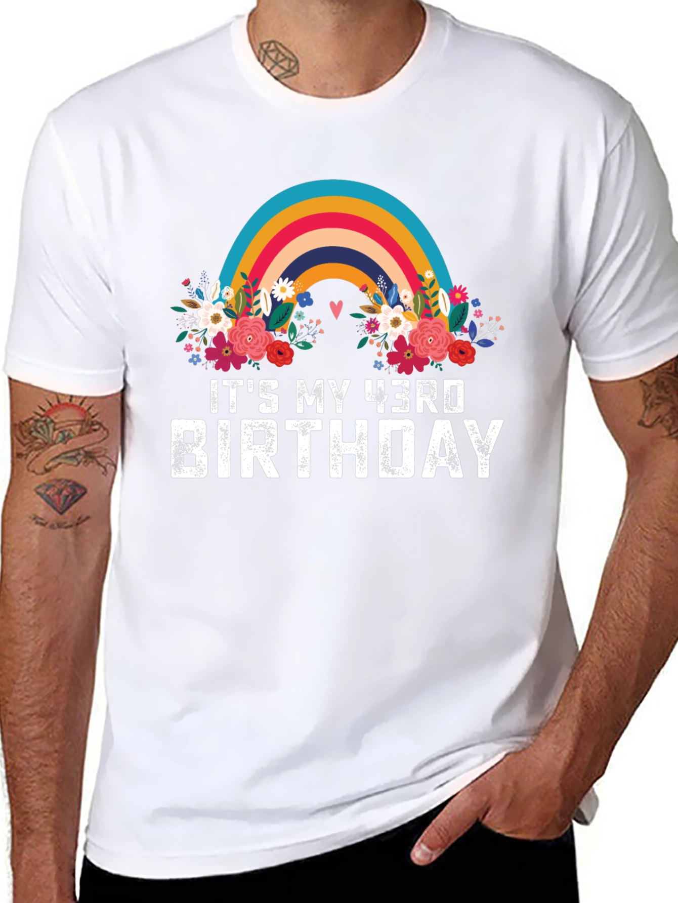Its My 43rd Birthday Rainbow Floral T-Shirt