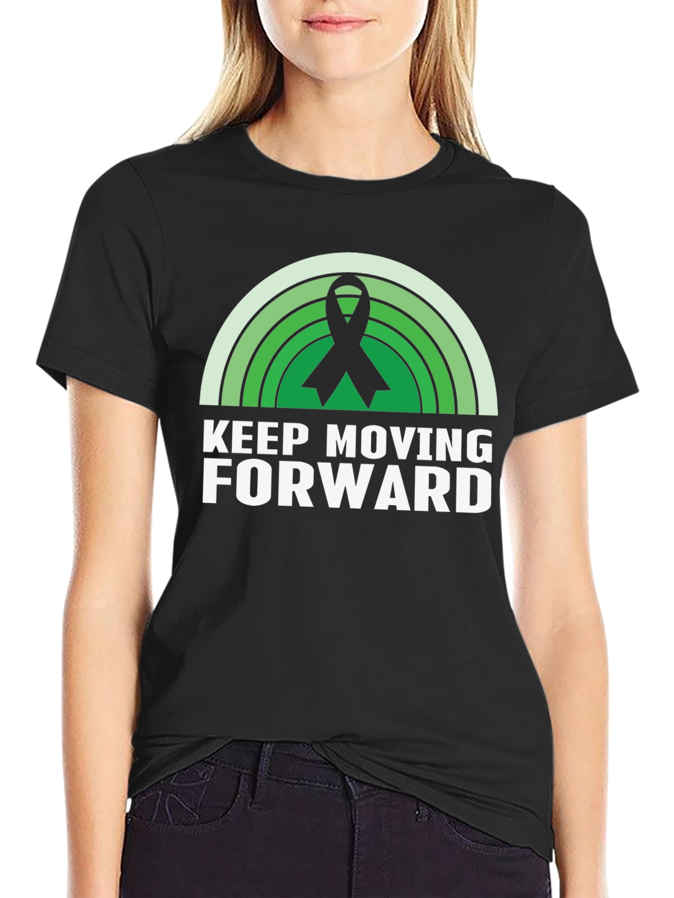 Keep Moving Forward Ribbon Graphic T-Shirt