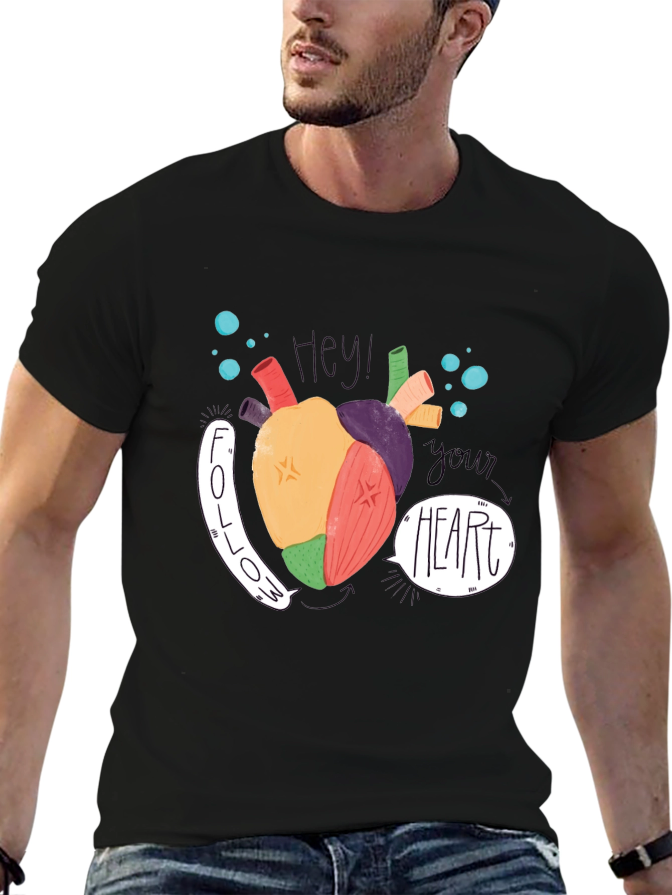 Follow Your Heart Graphic Tee - Black