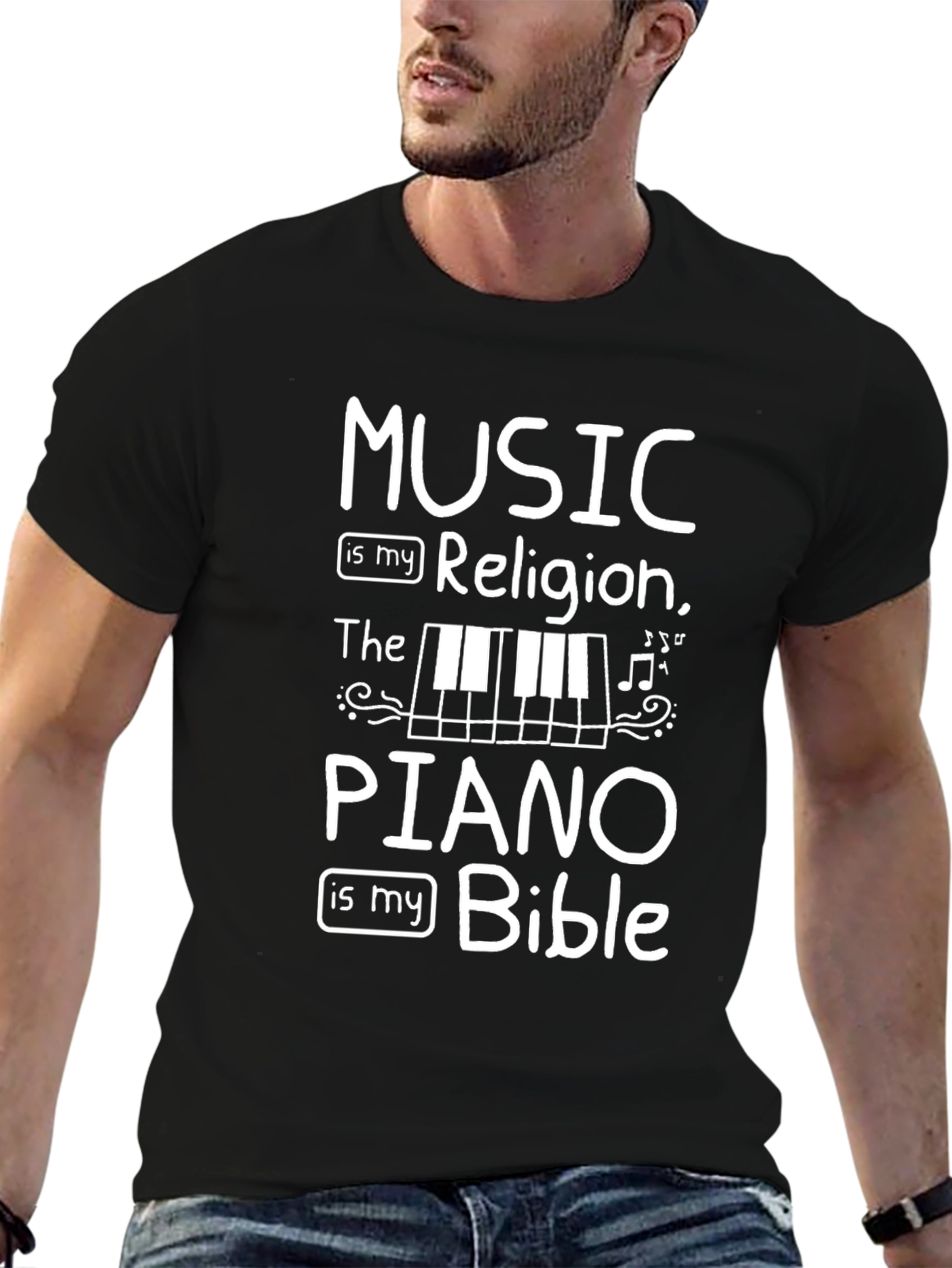 Music is My Religion Piano is My Bible T-Shirt