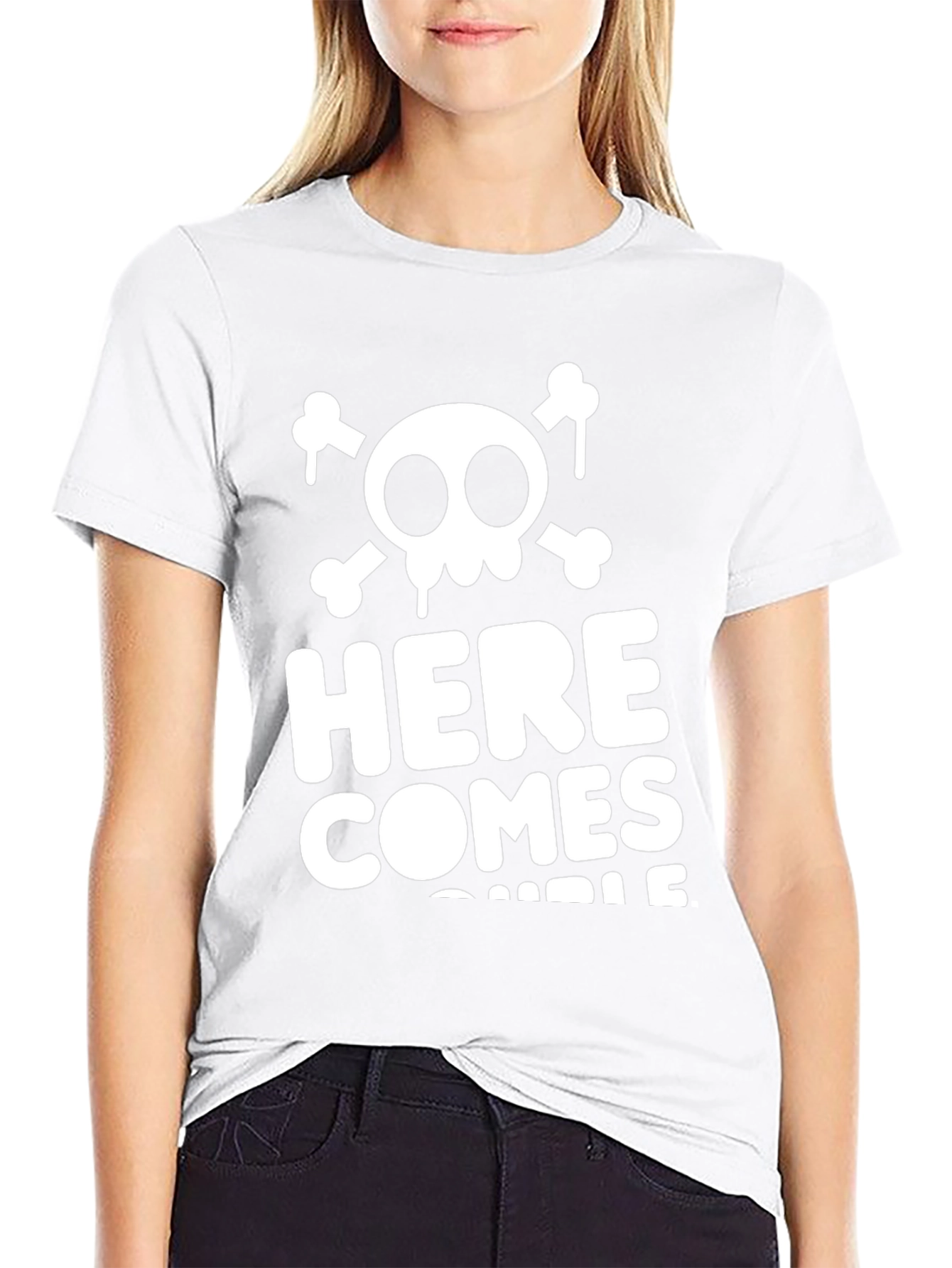 Here Comes Trouble Skull Graphic Tee