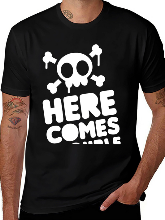 Here Comes Trouble Skull Graphic Tee