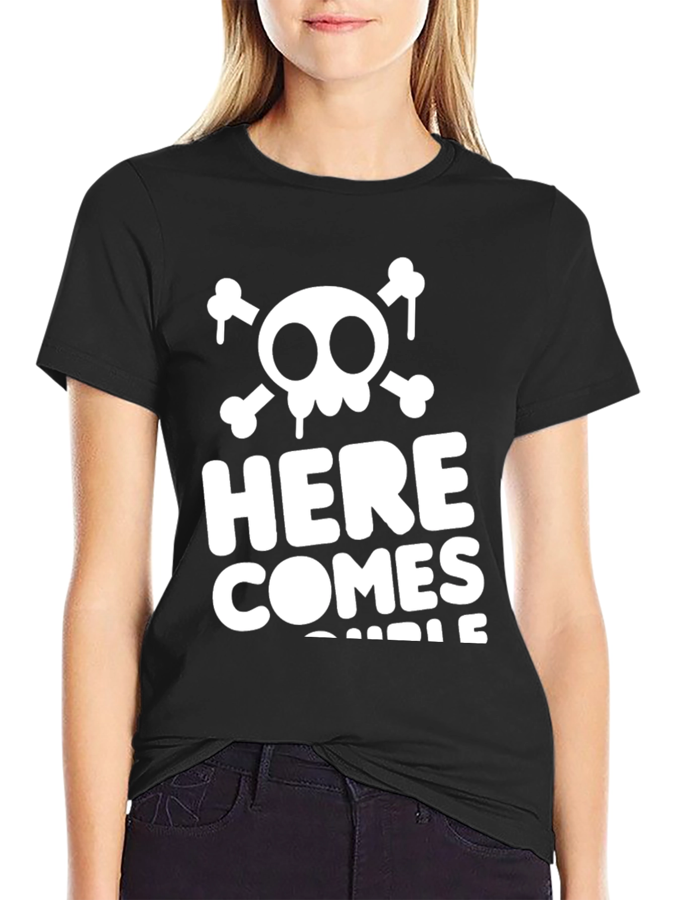 Here Comes Trouble Skull Graphic Tee