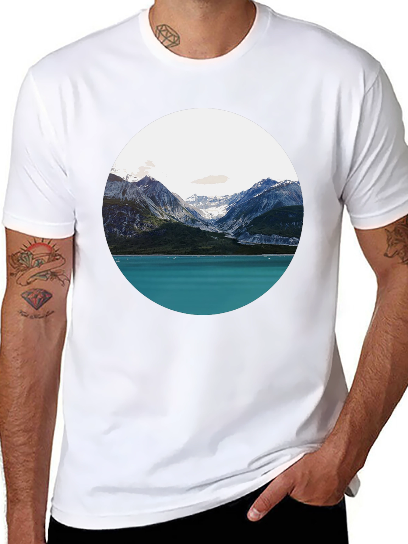 Scenic Mountain & Lake Graphic Tee - Black