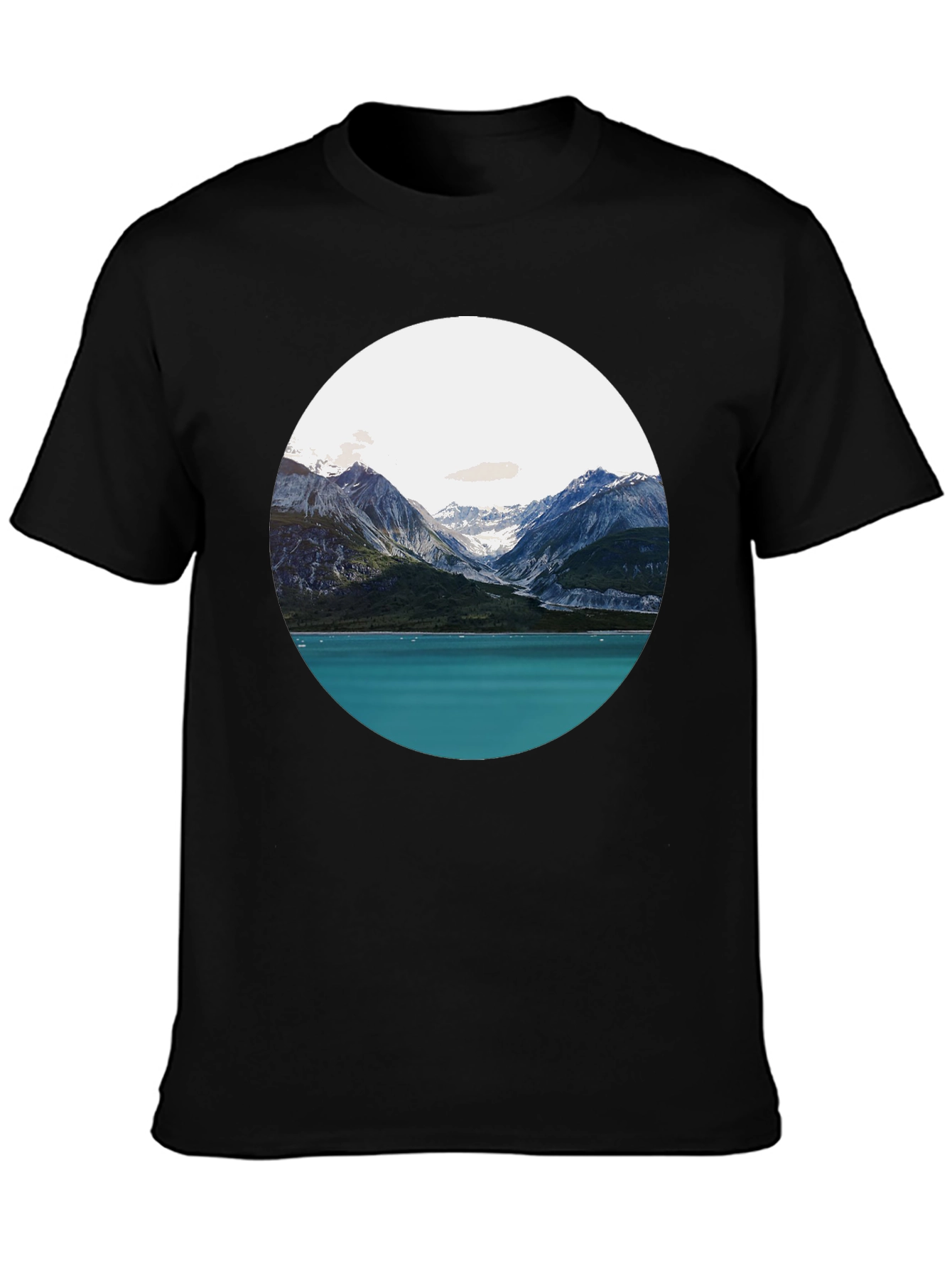 Scenic Mountain & Lake Graphic Tee - Black