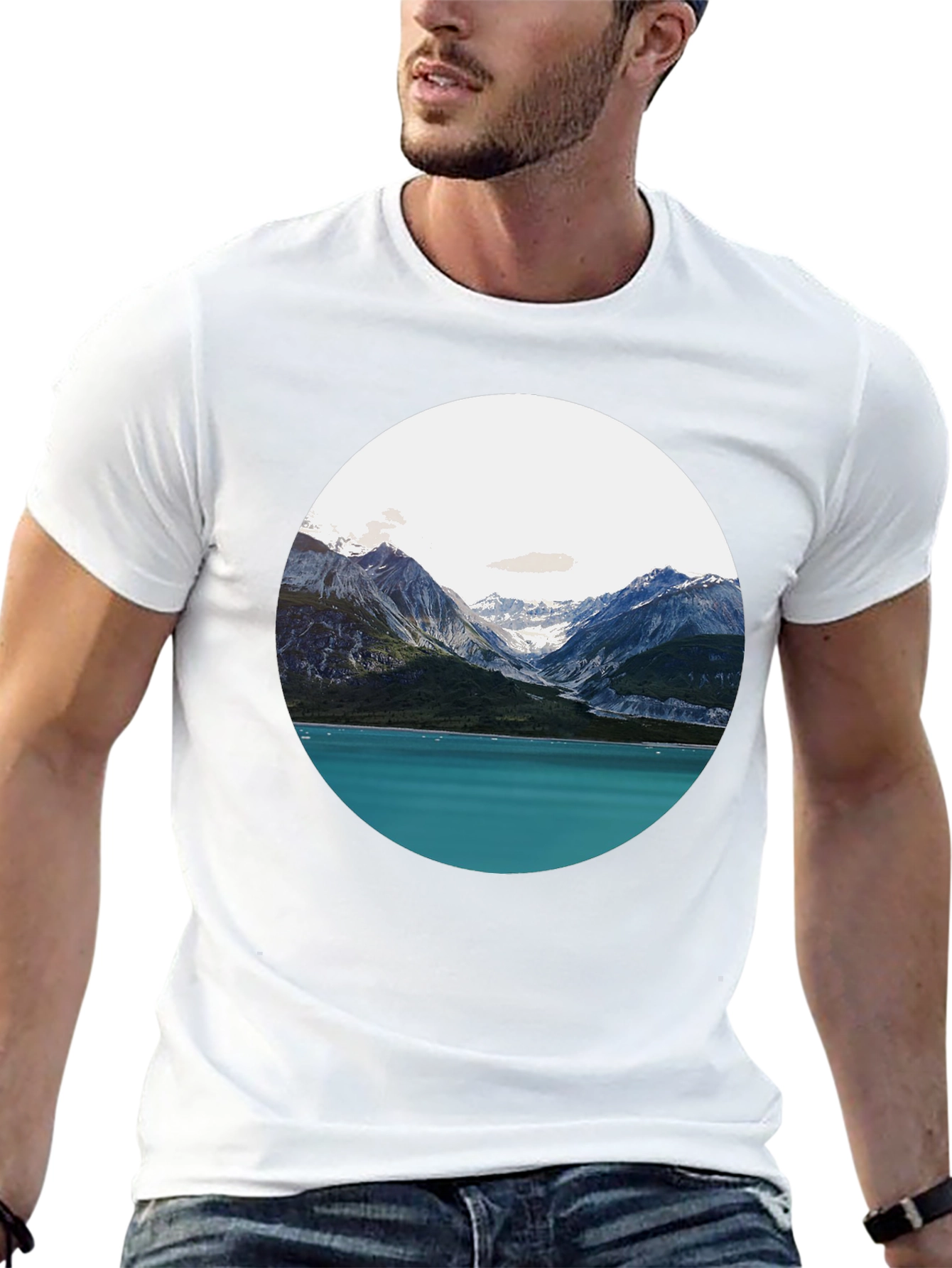 Scenic Mountain & Lake Graphic Tee - Black