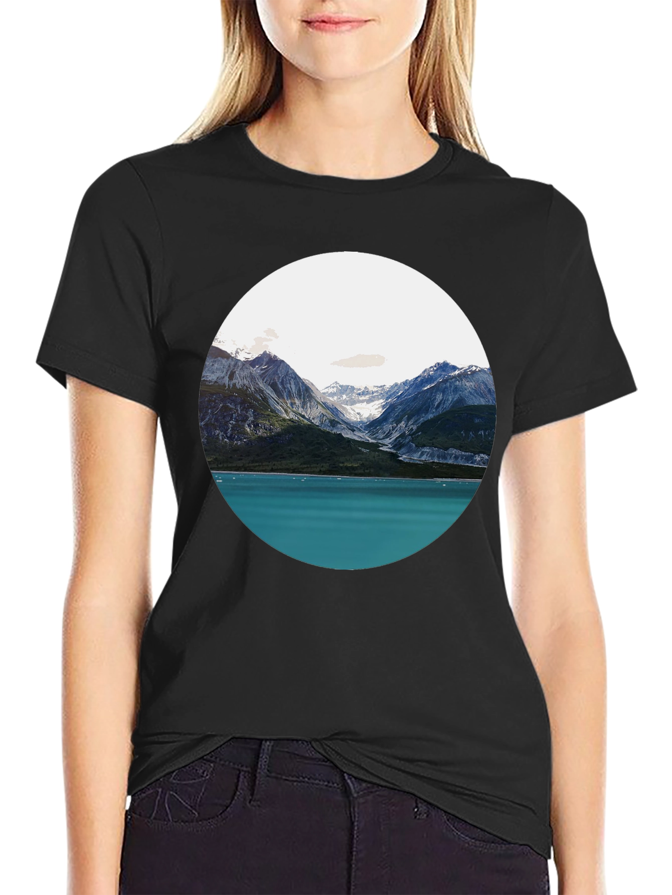 Scenic Mountain & Lake Graphic Tee - Black